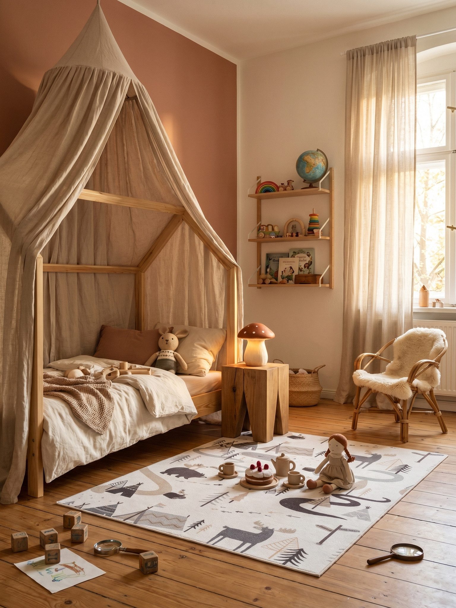 KADIMA DESIGN Kinderteppich TINO Kinderteppich Waschbar Kinderzimmer Schadstoffgeprüft, Läufer, Höhe: 10 mm, Creme, 80x150 cm, Kinderteppich Waschbar Spielteppich