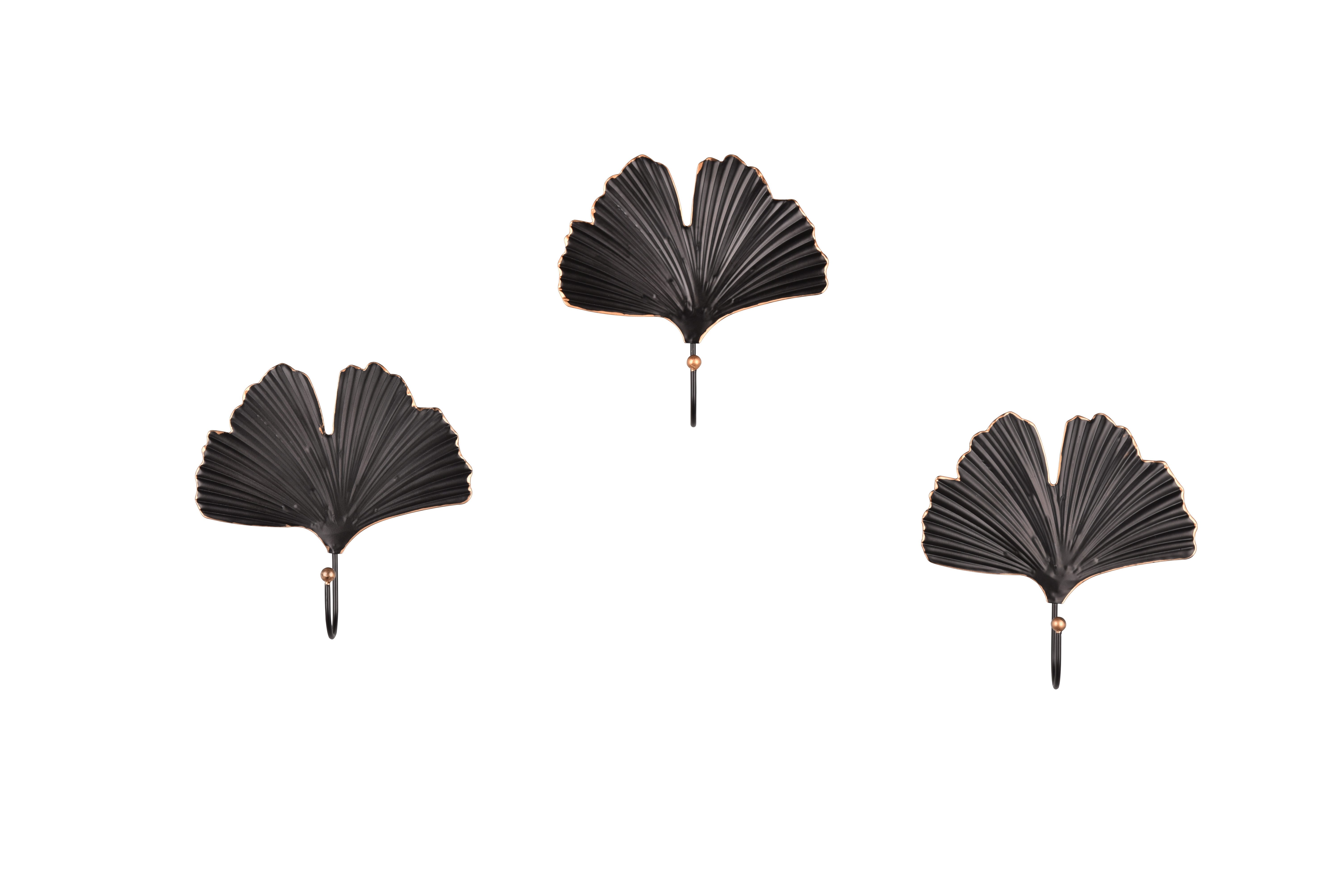 furnling Garderobenhaken Meran (3er Set), individuelle Positionierung möglich, 3 Haken, Gingko-Symbolik