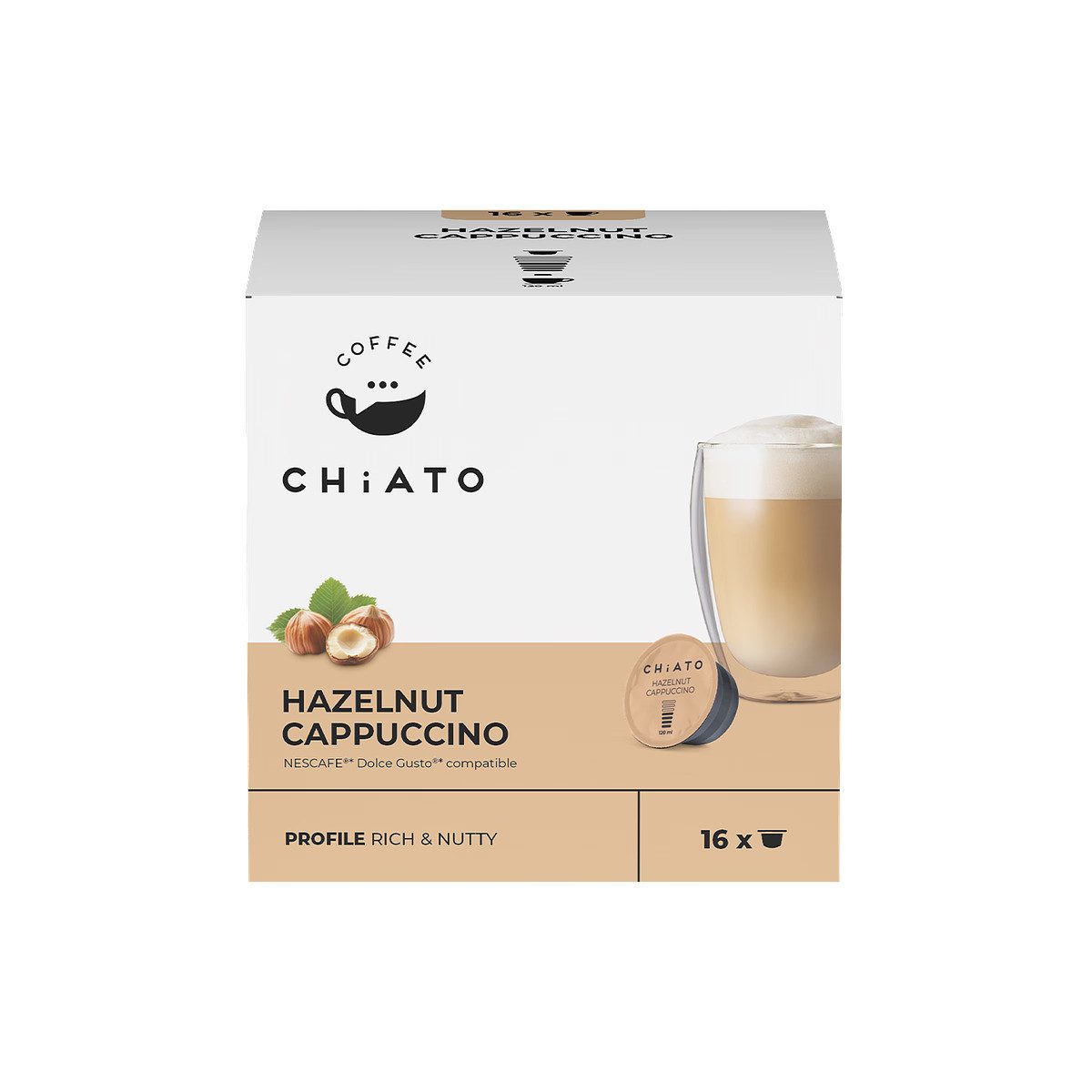CHiATO Kaffee Kaffeekapseln kompatibel mit NESCAFÉ® Dolce Gusto® CHiATO Hazelnut Cap
