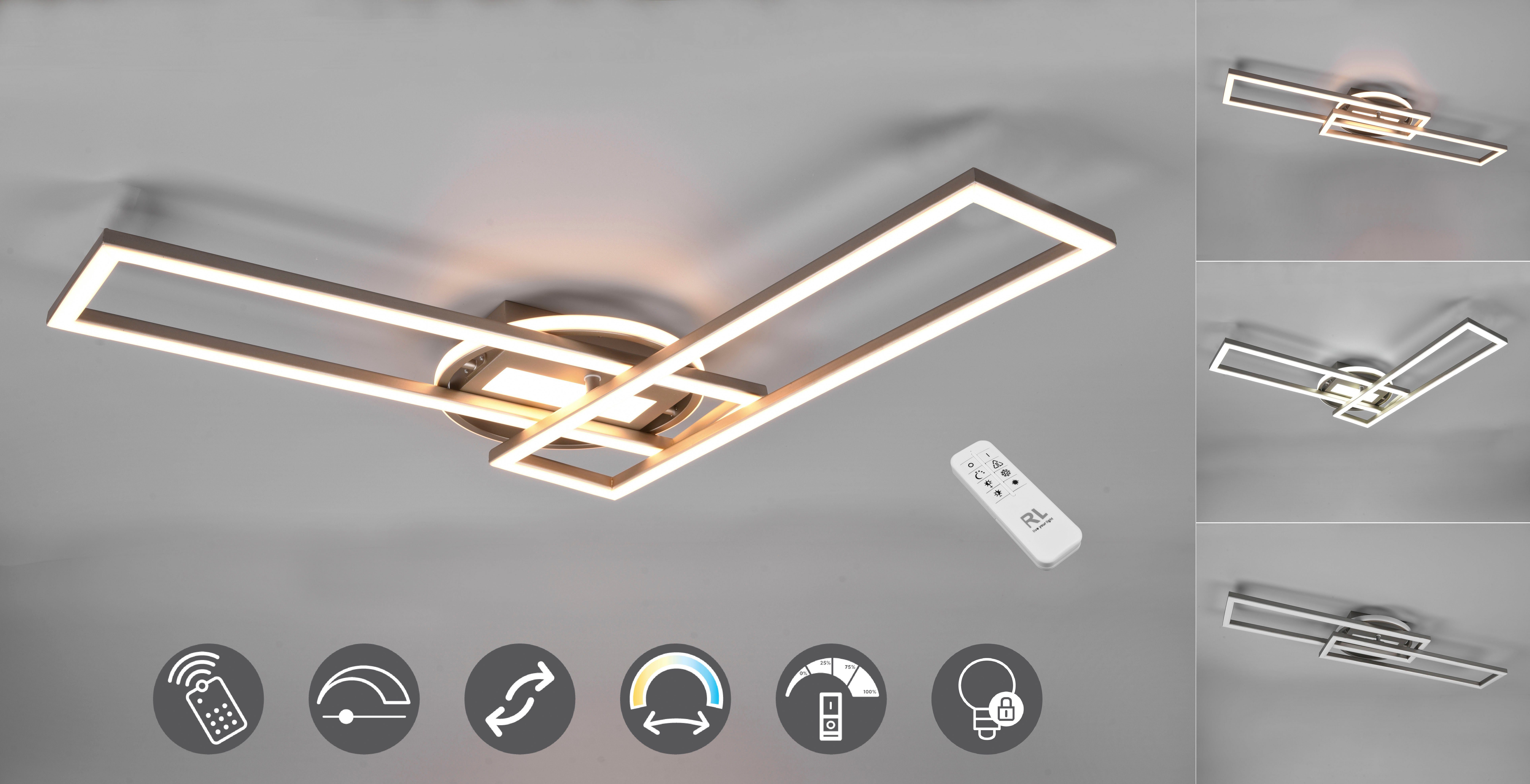 Lichtfarbe TRIO Dimmfunktion, - nickel fest - Twister, LED LED über integriert, Memory Lumen Fernbedienung, CCT warmweiß Leuchten kaltweiß, 4500 Farbwechsel, Deckenleuchte Deckenlampe einstellbar Fernbedienung