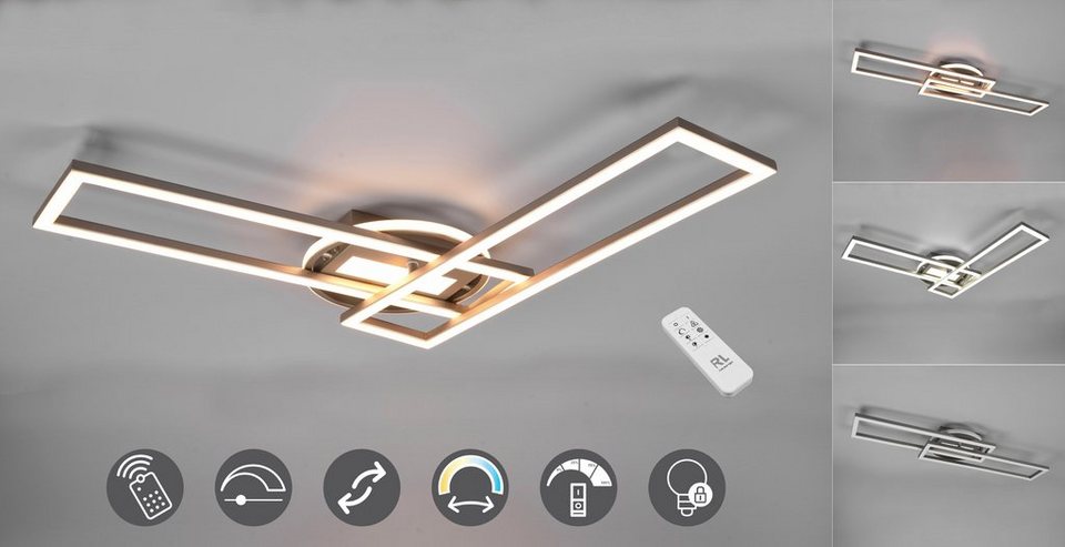 TRIO Leuchten LED Deckenleuchte Twister, CCT - über Fernbedienung,  Dimmfunktion, Farbwechsel, LED fest integriert, warmweiß - kaltweiß,  Deckenlampe 4500 Lumen Lichtfarbe einstellbar Fernbedienung Memory,  Memory-Funktion zum Speichern der zuletzt