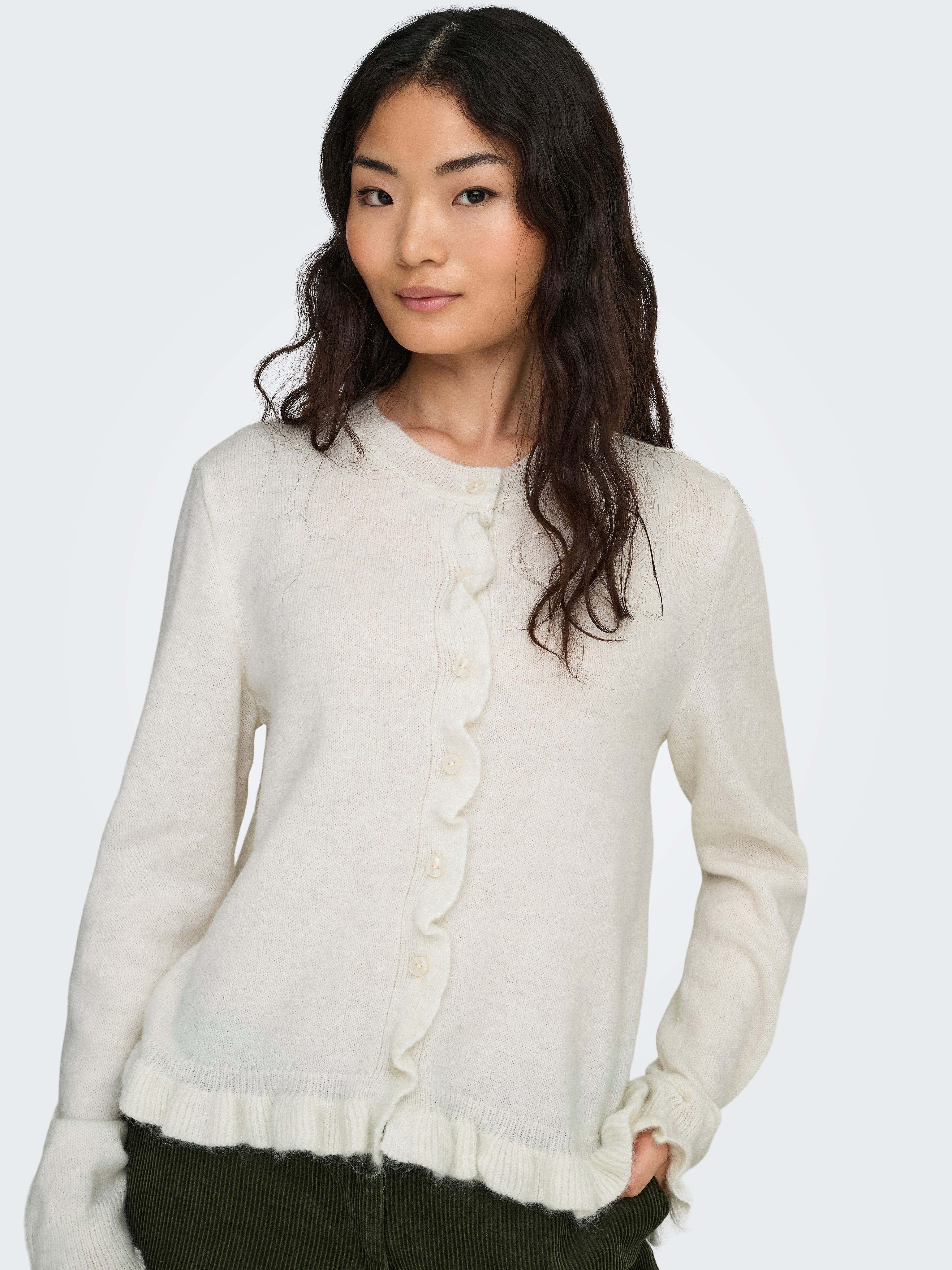 JDY Strickjacke JDYLETTY L/S ON FRILL CARDIGAN KNT NOOS günstig online kaufen