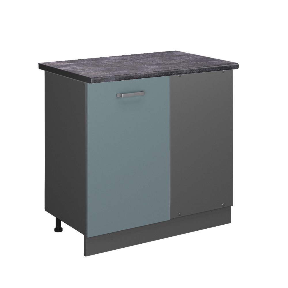 Vicco Eckunterschrank R-Line Küchen Eckschrank Blau-Grau/Anthrazit 86 cm AP günstig online kaufen