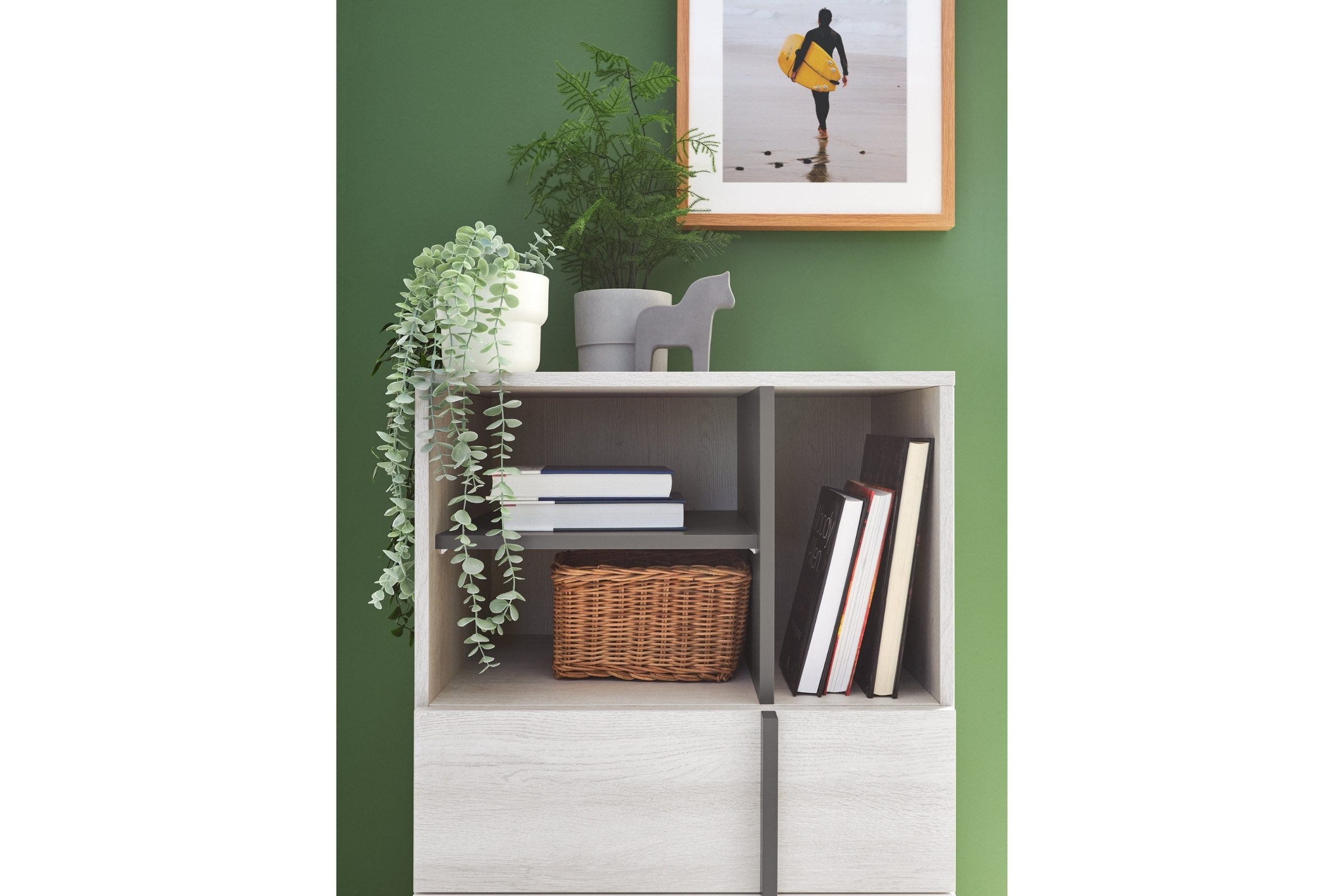 Deine Möbel 24 Kommode REMI 07 Sideboard 60 cm breit (Set, 2 St., mit Schubladen), REMI Kollektion Kinderzimmer Jugendzimmer Weiß Holz Anthrazit
