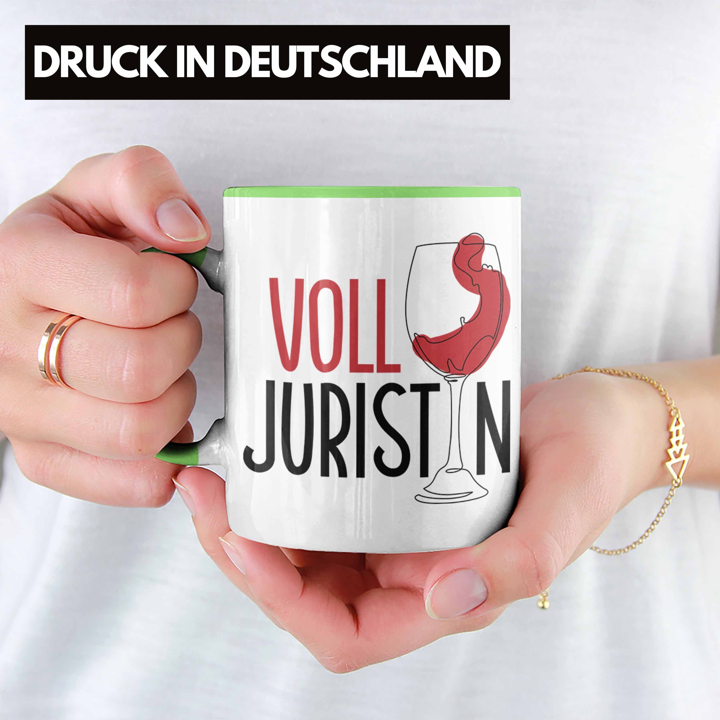 Trendation Tasse Volljuristin Tasse Geschenk Spruch Grün Ju Jura Geschenkidee Lustiger Wein