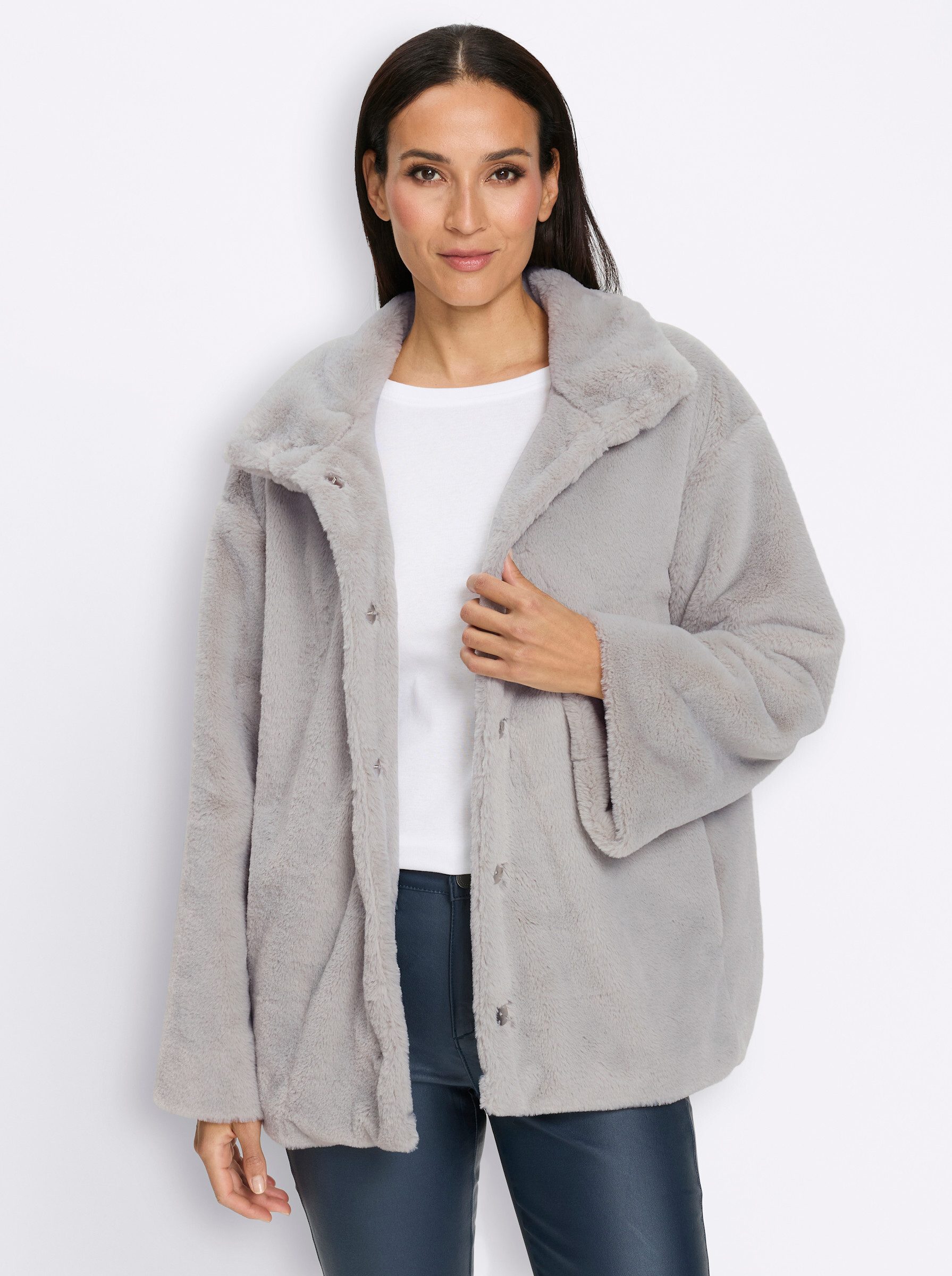 heine Allwetterjacke Fellimitat-Jacke Langarm