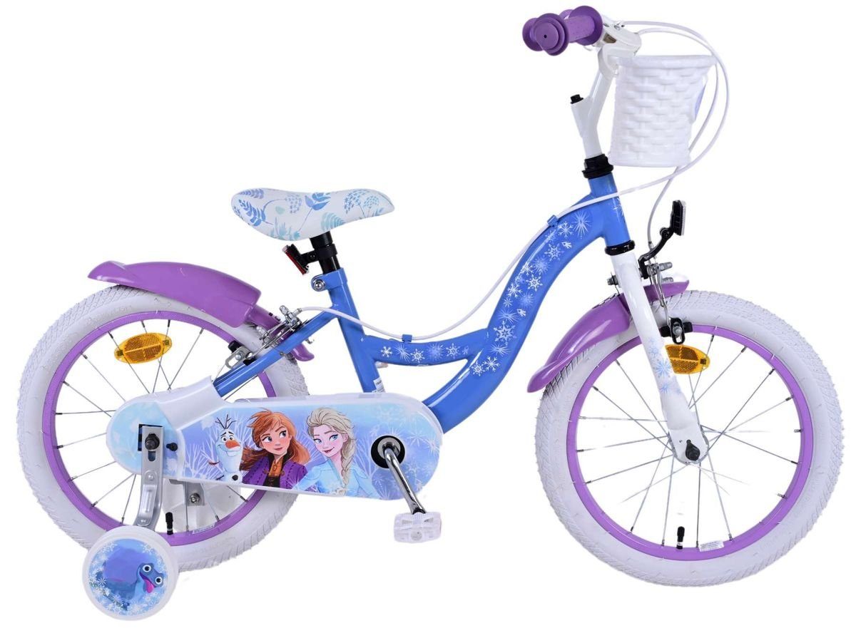 Volare Kinderfahrrad 16 Zoll Kinder Mädchen Fahrrad Rad Frozen 2 Eiskönigin Elsa 21585-SAFW, 1 Gang, Korb,Stützräder,Kettenschutz, Schutzbleche