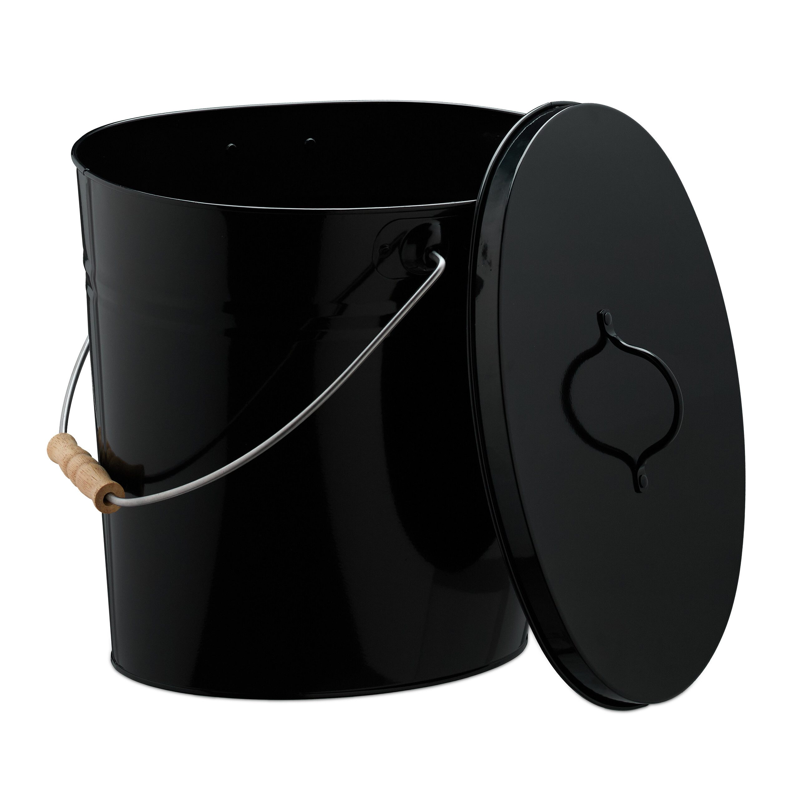 relaxdays Mülleimer Ascheeimer mit Deckel 12 Liter