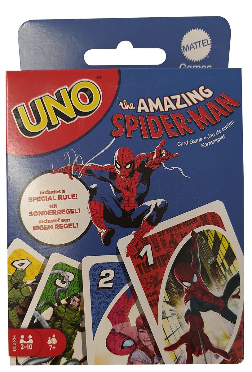 Mattel® Spiel UNO The Amazing Spider-Man, Kartenspiel mit 112 Karten, Spielanleitung, Gesellschaftsspiel