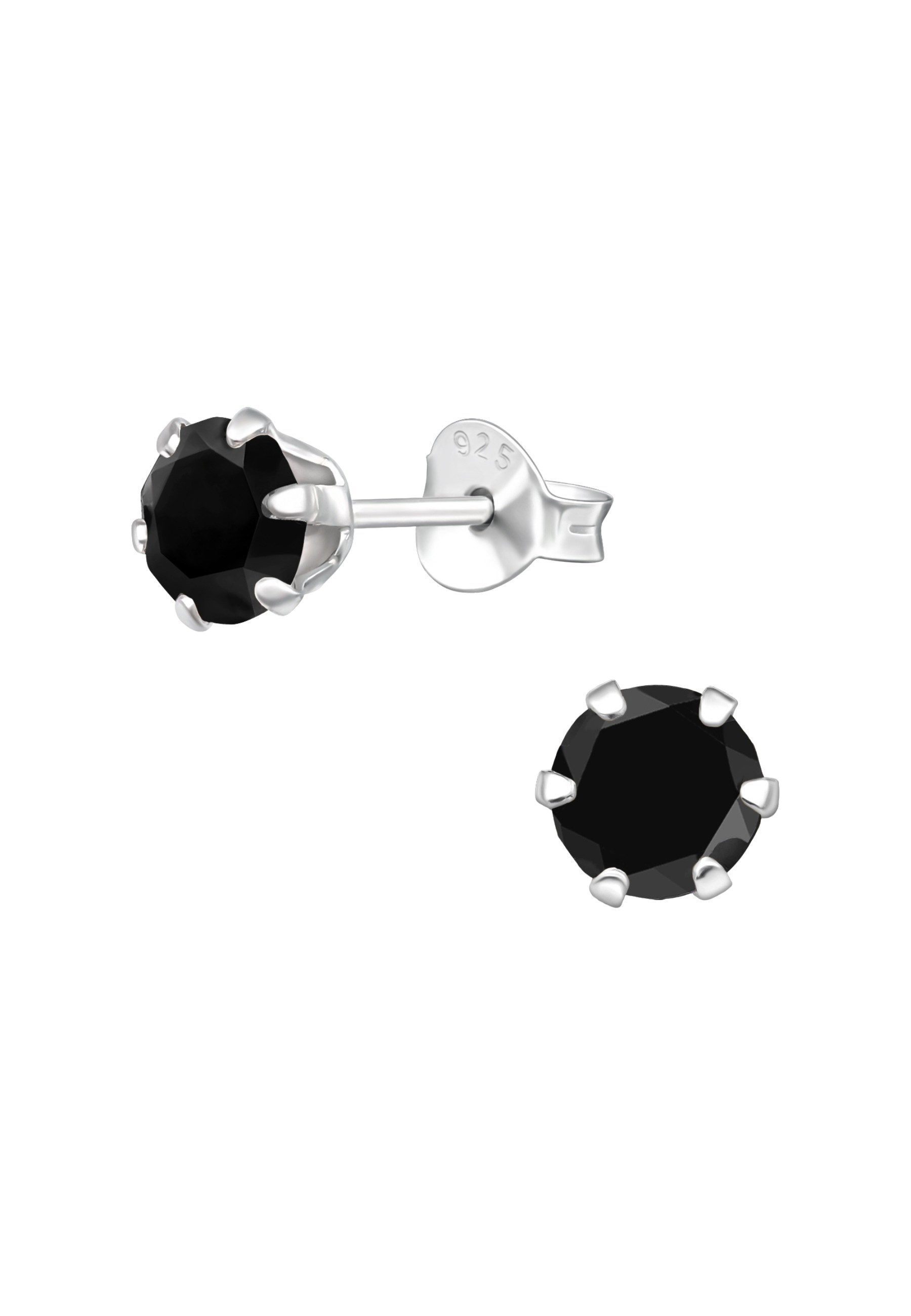 Diademita Paar Ohrstecker Silberne Runde 5 mm Ohrstecker mit Kristallen (Set)