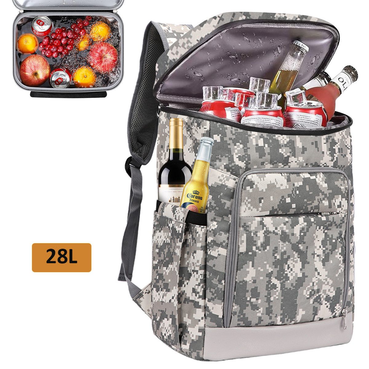 MOPUEA Picknickkorb 28L Kühlrucksack isolierte und auslaufsichereb Kühltasche (1 St), Rucksack Tourenrucksack