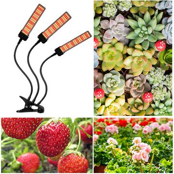 GOOLOO Pflanzenlampe LED-Pflanzenwachstum Licht,Clip-Licht 3Köpfe, Rot, Warmes Weiß, Multi-Funktions-Fernbedienung Clip Pflanzenlicht
