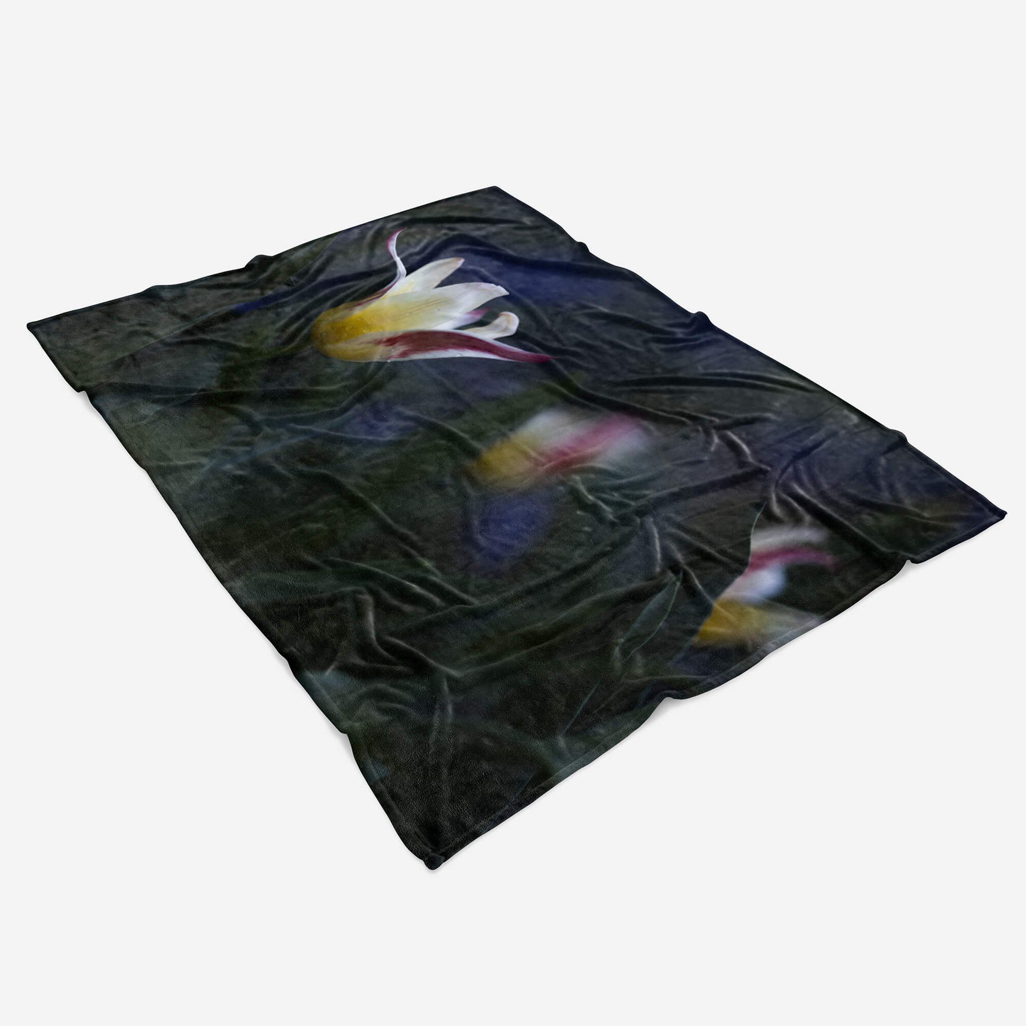 Sinus Art Baumwolle-Polyester-Mix Weiße Saunatuch (1-St), mit Blume Dunkel, Handtuch Strandhandtuch Kuscheldecke Fotomotiv Handtücher Handtuch