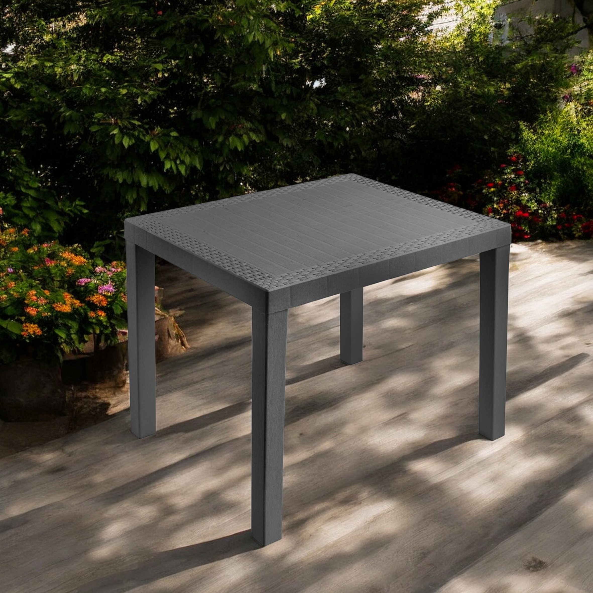 Spetebo Gartentisch Outdoor Tisch rechteckig Kunststoff anthrazit - 78 x 72 cm (Anzahl, 1-St., Stück), Belastbarkeit von ca. 65 kg