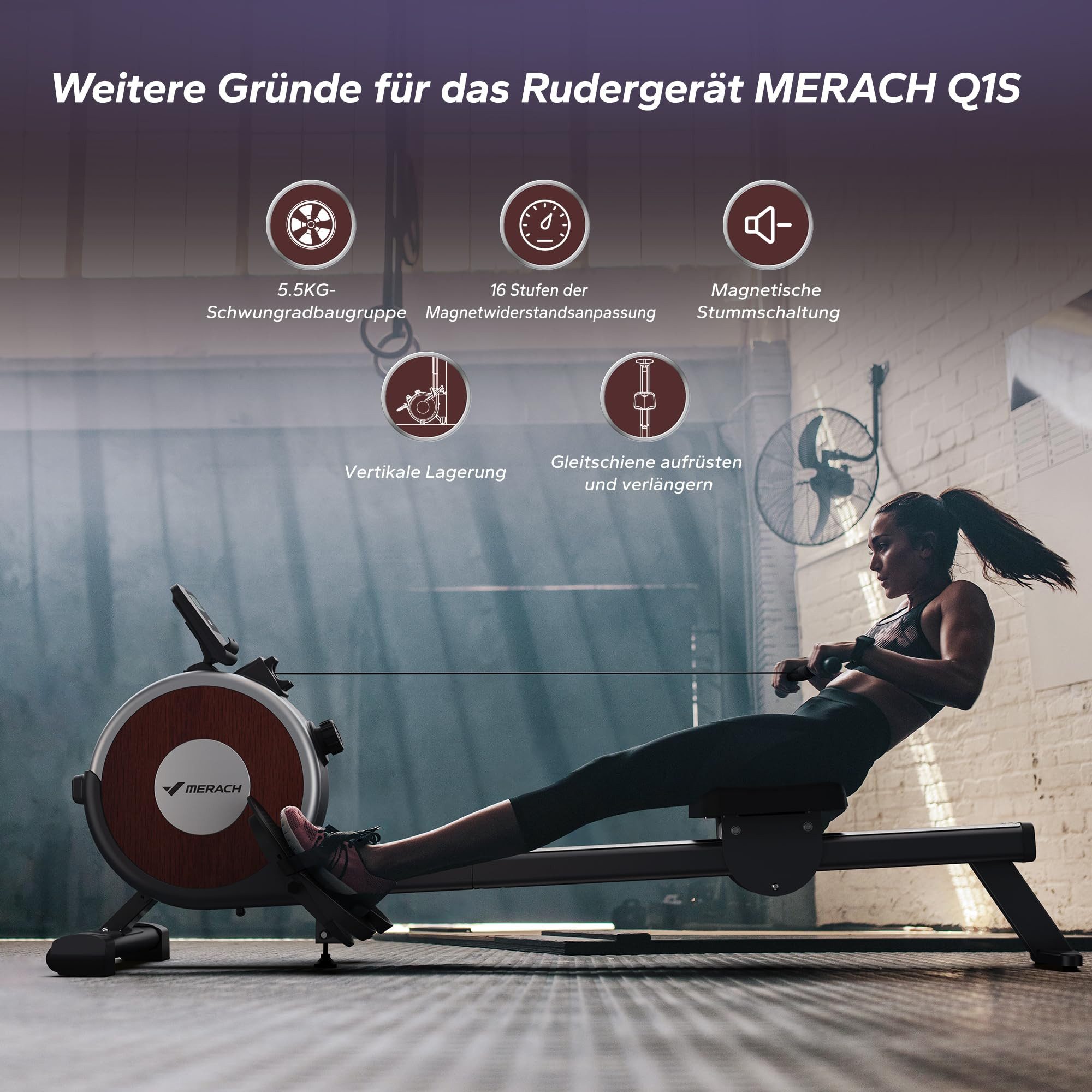 MERACH Rudergerät Magnetisches Bluetooth Rudergeräte mit 16 Widerstandsstufen (Leises Rudergeräte für Zuhause mit Exklusiver APP, LCD-Datenanzeige, Einfacher Aufbau), Upgrade Doppel-Slide-Rails, Die Erste Wahl für Heimfitness