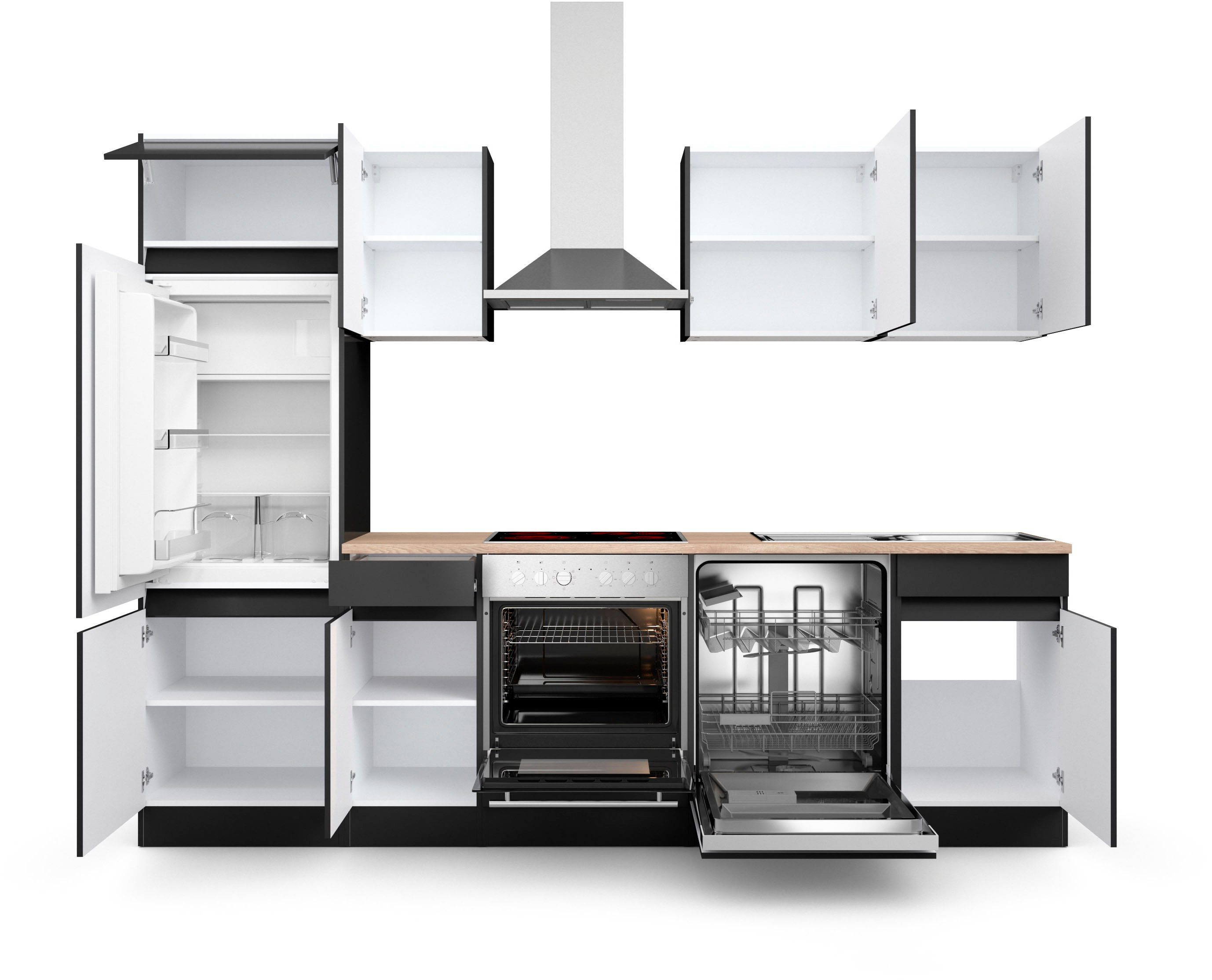 anthrazit Küche mit Hanseatic-E-Geräte Safeli, ohne Breite anthrazit/anthrazit OPTIFIT oder cm, 270 wahlweise |