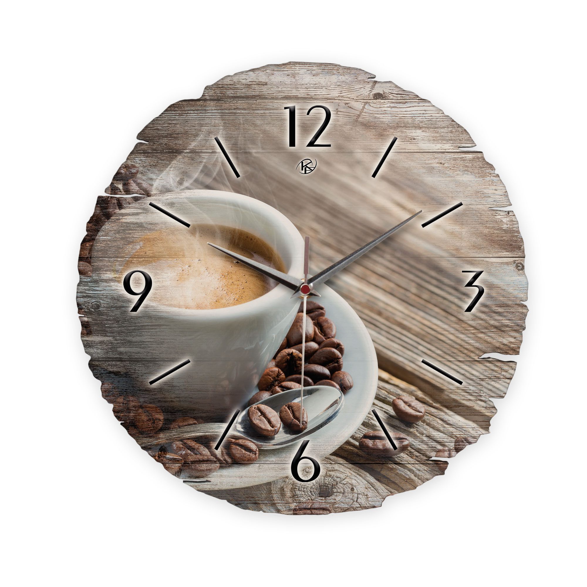 Kreative Feder Wanduhr Wanduhr "Kaffee" aus Naturholz (ohne Ticken, Funk- o günstig online kaufen