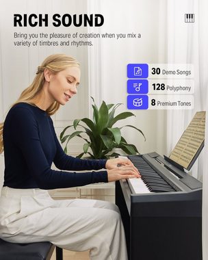 Donner Digitalpiano 88 Tasten halbgewichtetes elektrische Tastatur Keyboard E-pinao DEP-10, (Möbelständer, Dreifachpedalen, Netzteil), ideal fur Piano-Einsteiger,tragbar