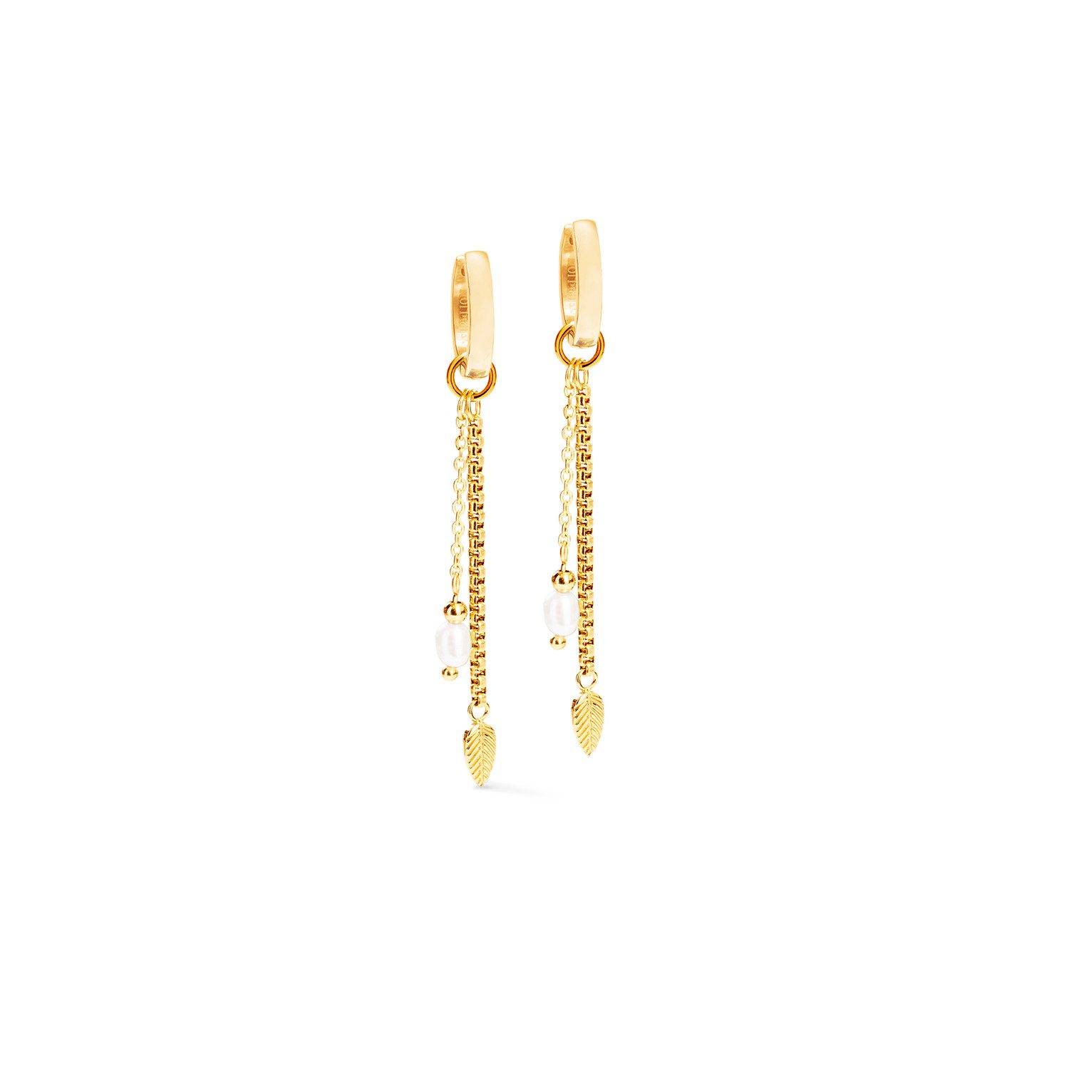 COEUR DE LION Paar Creolen Schmuck Geschenk Edelstahl Ohrringe Serene Knot Chain, mit Süßwasserzuchtperle