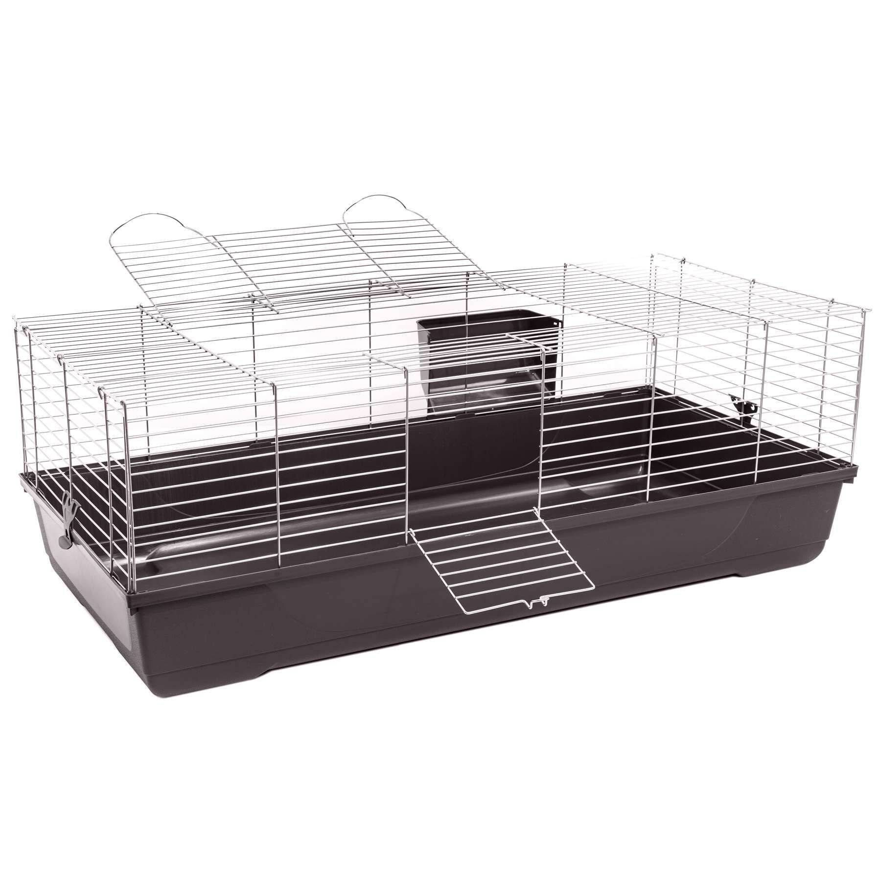 Kleintierkäfig Hasen- und Meerschwein Nagerkäfig COSMO 118x60x42cm Silber-Anthrazit