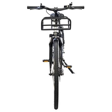 Fangqi E-Bike 28Zoll Elektrofahrrad,SHIMANO 6 Gang, abnehmbarer Akku 36V/10Ah,25km/h, 250W Heckmotor, 360 Wh Nabendynamo, (1.5Zoll-LCD-Display, max 55-65km, Tragfähigkeit 120kg, Citybike, Intelligentes Elektrofahrrad für Unisex, mit LCD-Display, Gepäckträger, Max.25km/h,IP54, PAS 3), LED-Scheinwerfer, Frontkorb, Gepäckträger, IP54