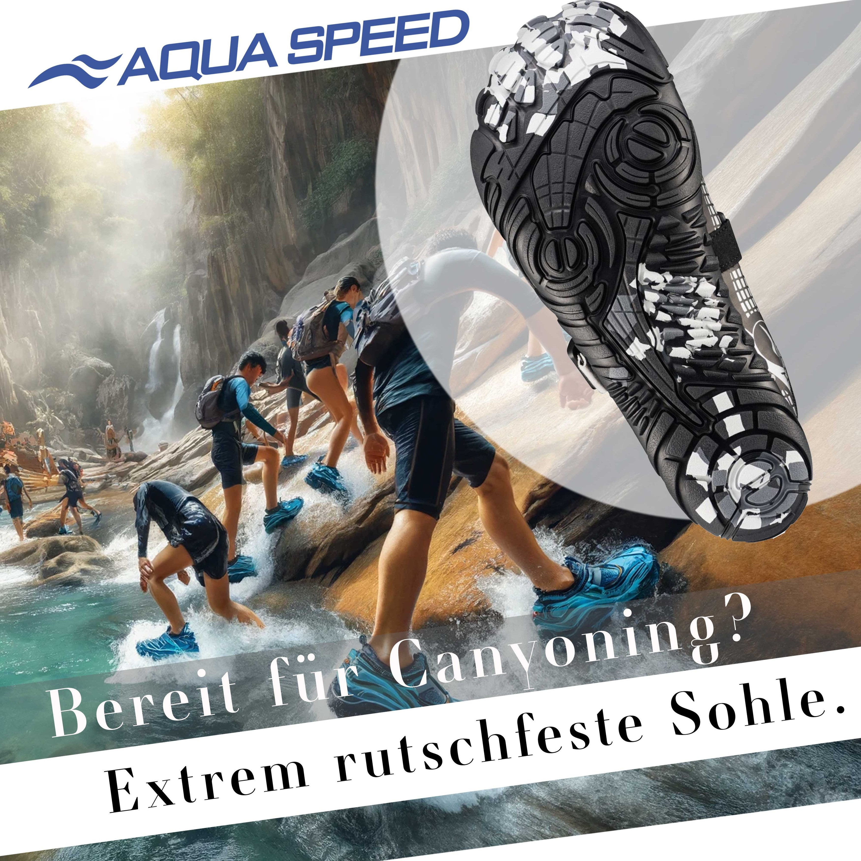 Aqua Speed Schwimmschuhe LACERTO Gr. 43 – Schwarz/Silber + Handtuch Wasserschuh (Leichte Aquaschuhe – vielseitig tragbar & platzsparend) Sicherer Halt am Beckenrand, auf Steinen oder Fliesen