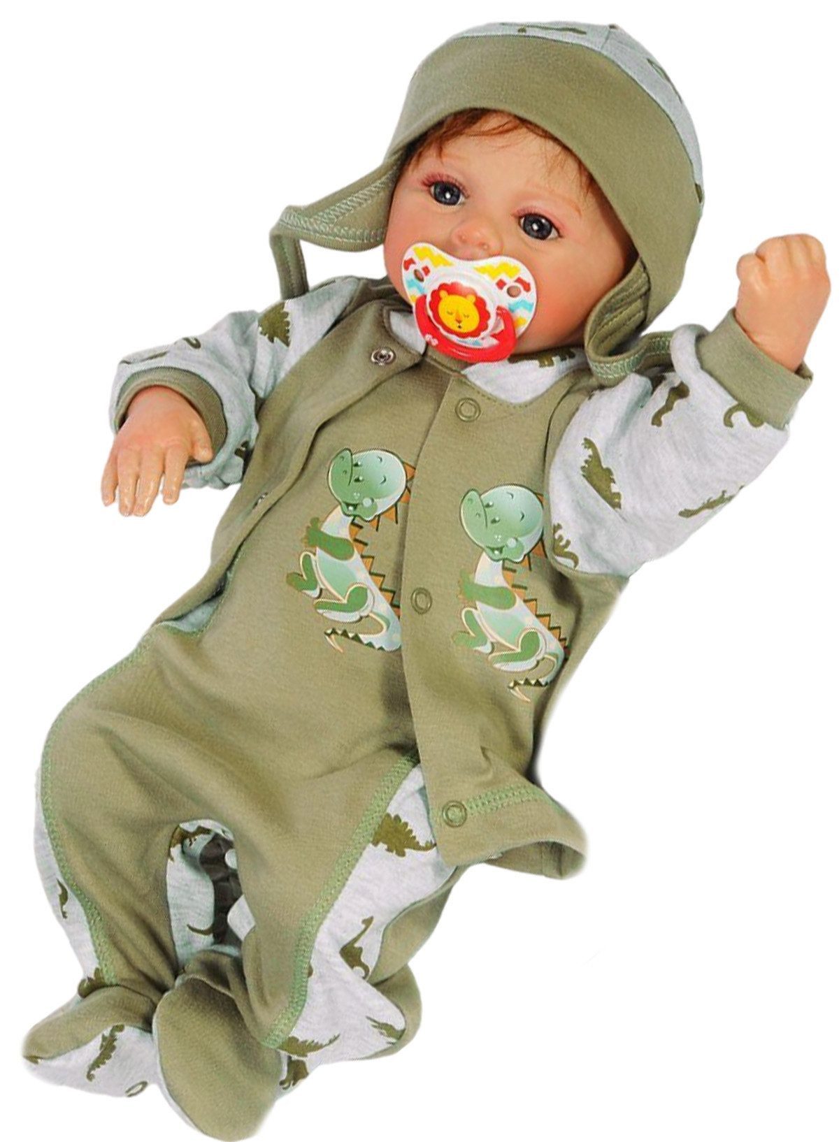Strampler, Jäckchen & Mütze Strampler Mütze und Hemdchen Set Baby Anzug 3tlg