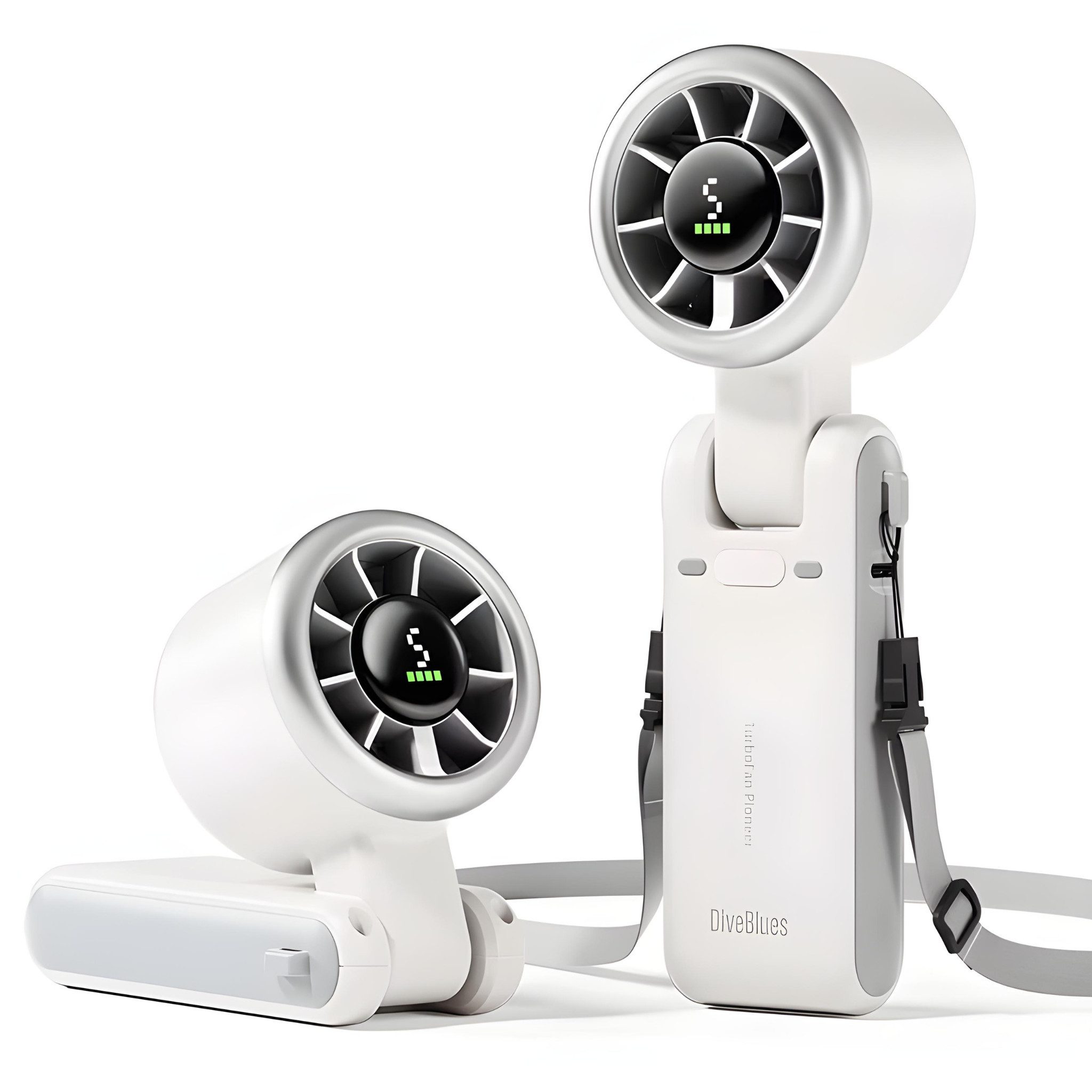 HS.SUPPLY Handventilator Handventilator 3-in-1 4000mAh Akku USB-C LED 5 Stufen, 5,6 cm Durchmesser, 3-in-1 Ventilator mit 4000 mAh Akku und LED-Display