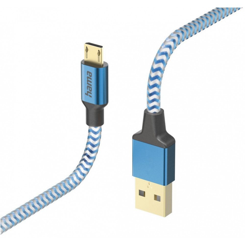 Hama Hama Ladekabel 1,5m USB-A > Micro-USB blau Smartphone-Adapter USB-A zu Micro-USB zu USB-A zu Micro-USB