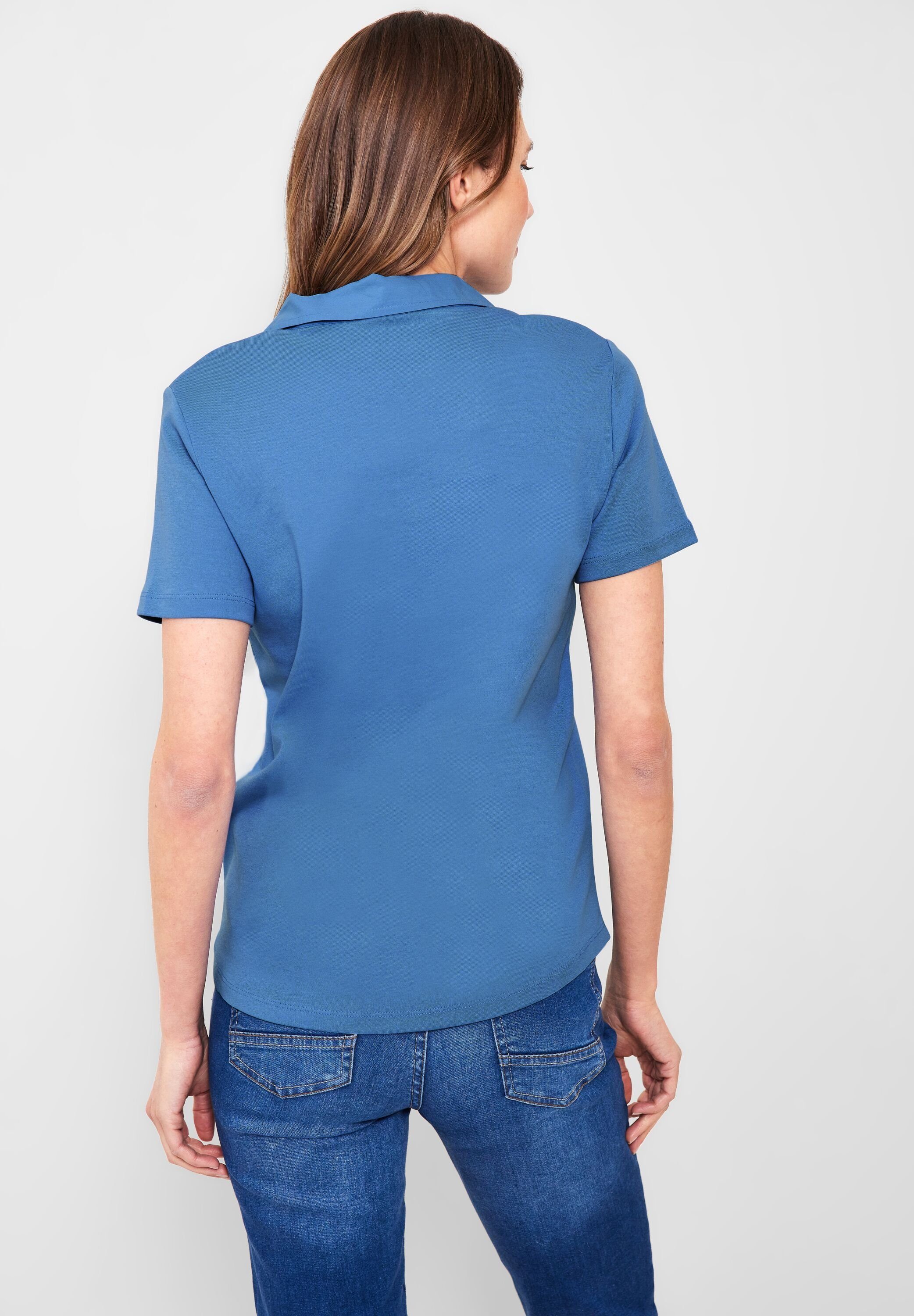 Cecil Poloshirt Cecil Basic Poloshirt in Campanula Blue (1-tlg) Nicht  Vorhanden