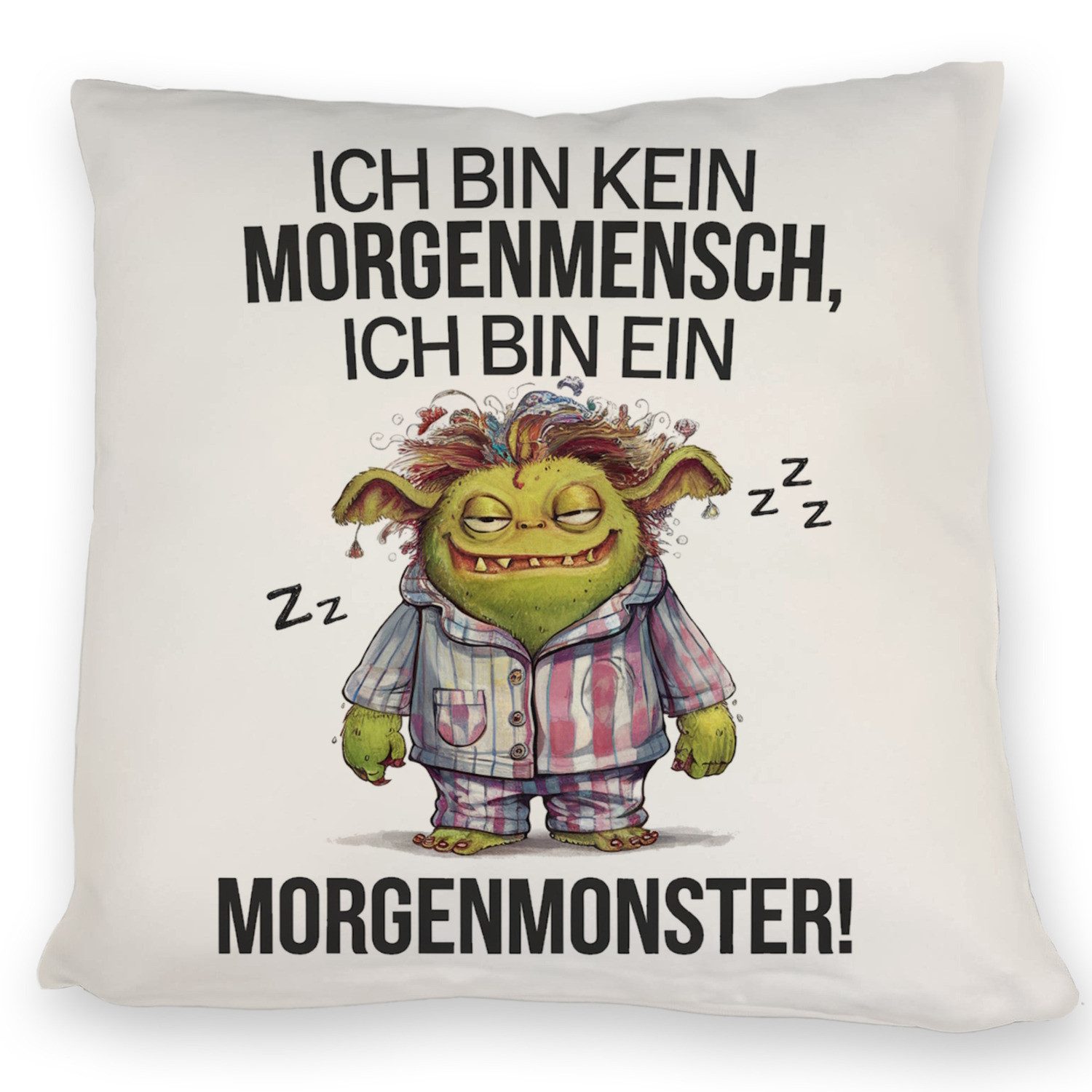 Dekokissen Verschlafenes Morgenmonster Kissen Monster
