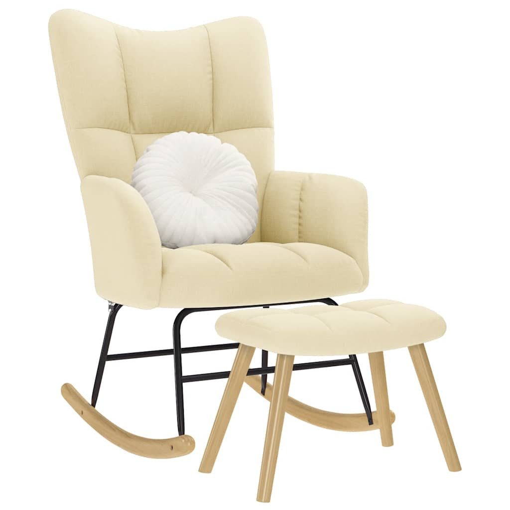 vidaXL Schaukelstuhl Creme Schaukelsessel Schaukelsessel mit Hocker 61x78x95 cm Stoff