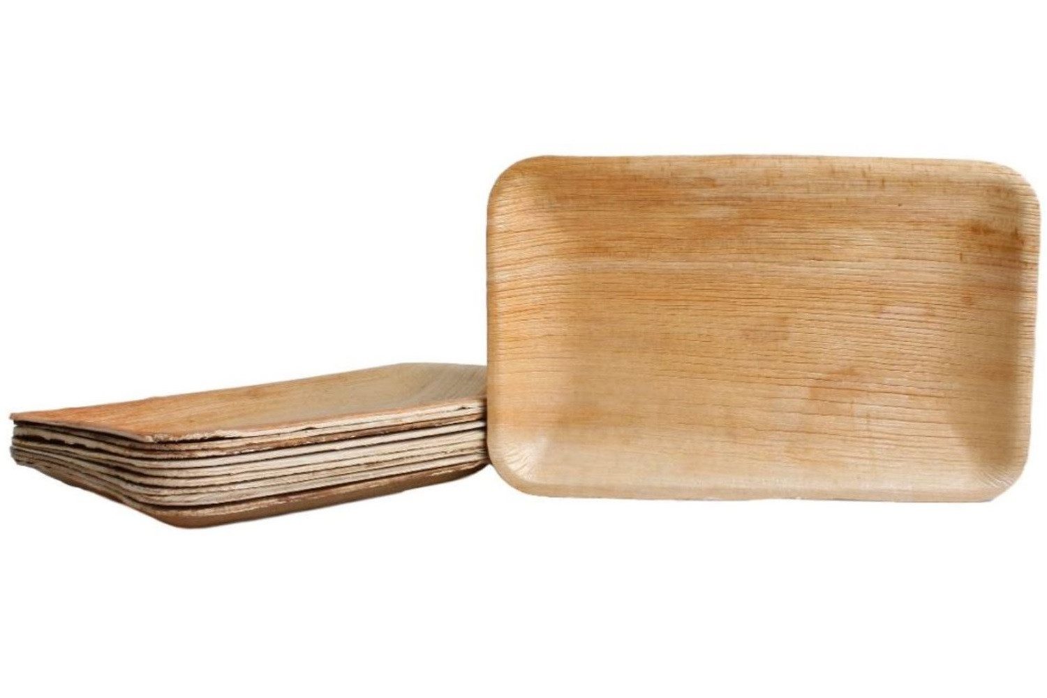 KOKA Einwegteller 10x Palmblatt Teller rechteckig Bio Einweg Eco-Geschirr kompostierbar, (10 St), geeignet für Party, Grillfest kompostierbar 15 x 23 cm