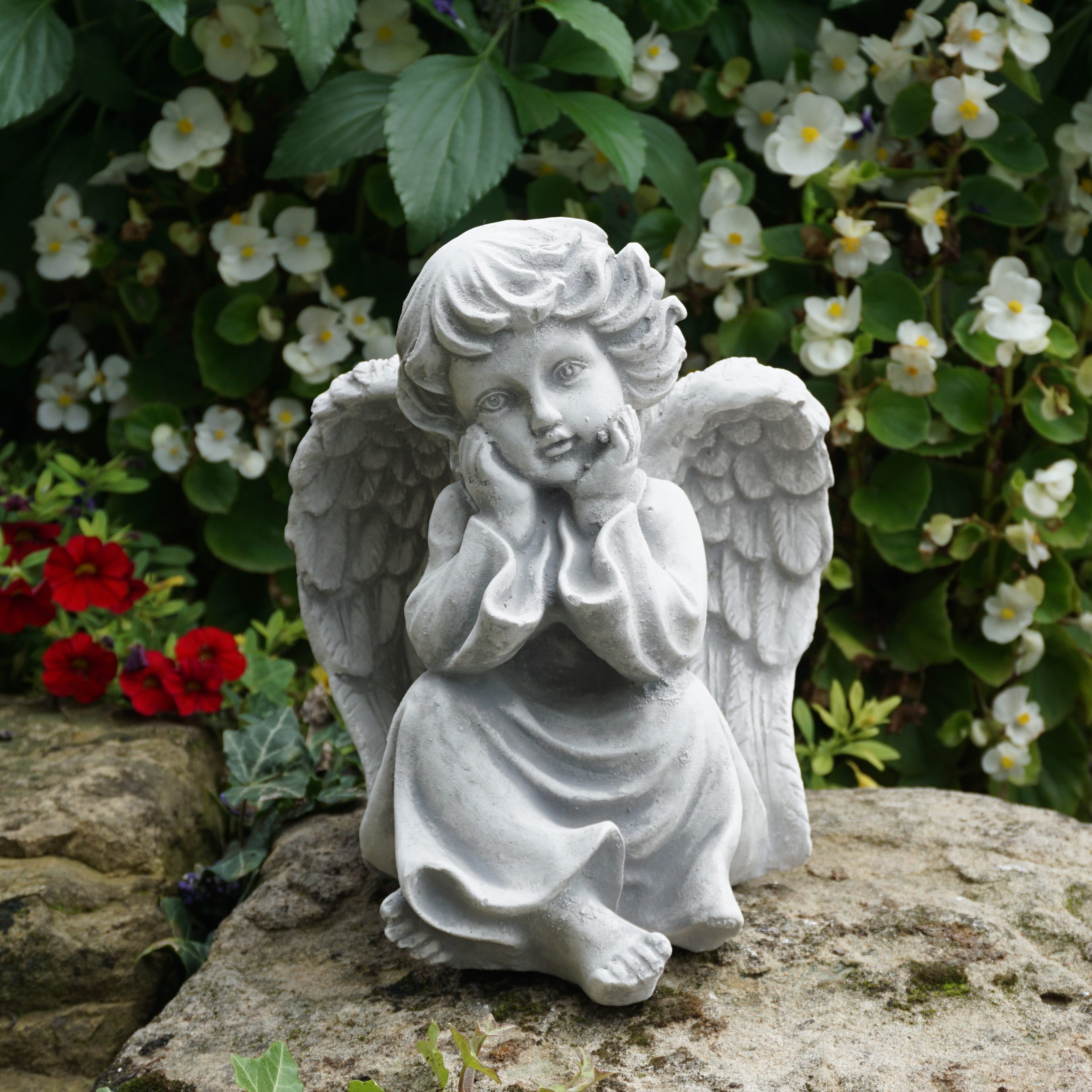 gartendekoparadies.de Gartenfigur Engel Grabengel, Steinfigur, H. 21 cm, 4 günstig online kaufen