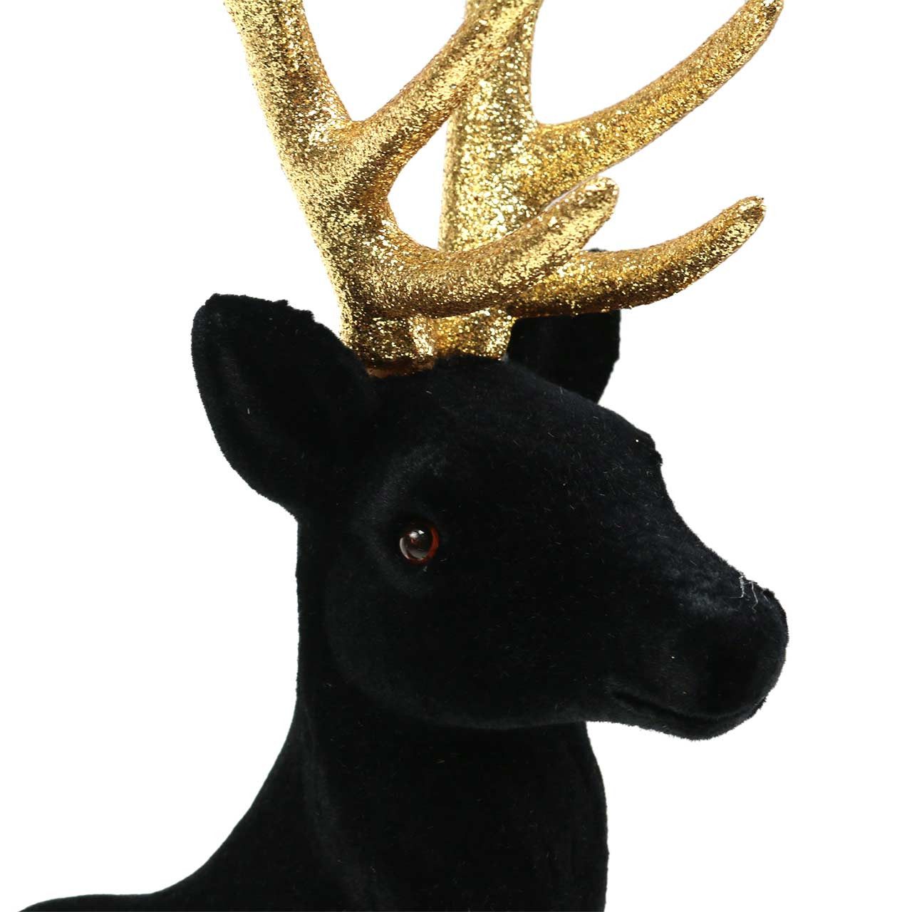 Viana Weihnachtsmann Deko-Hirsch beflockt Schwarz, Gold 40cm - Weihnachtsde günstig online kaufen