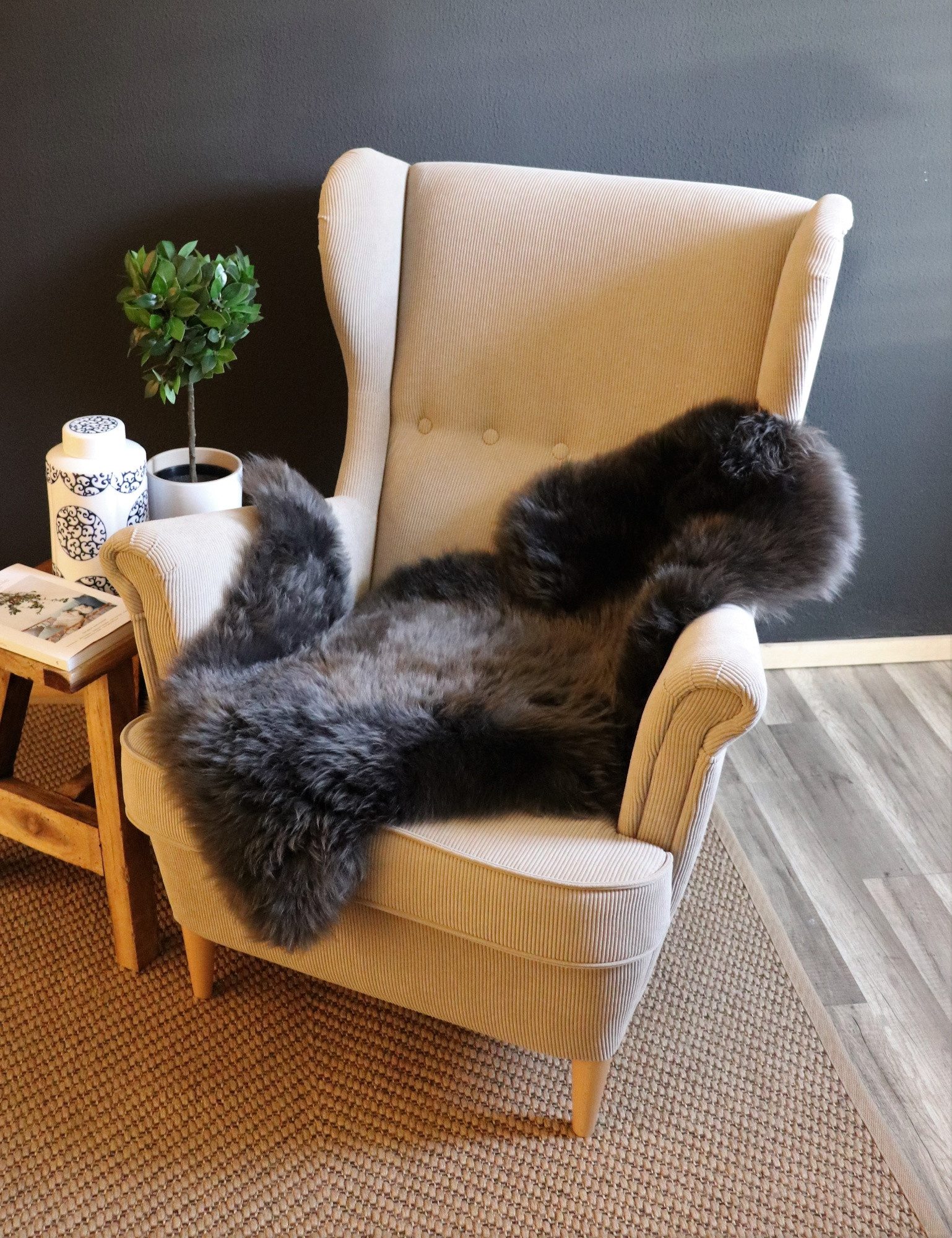 Kaiser Fellteppich DEKORATION-SCHAF-/LAMMFELL ca. 90 cm lang, Farbe: graphit