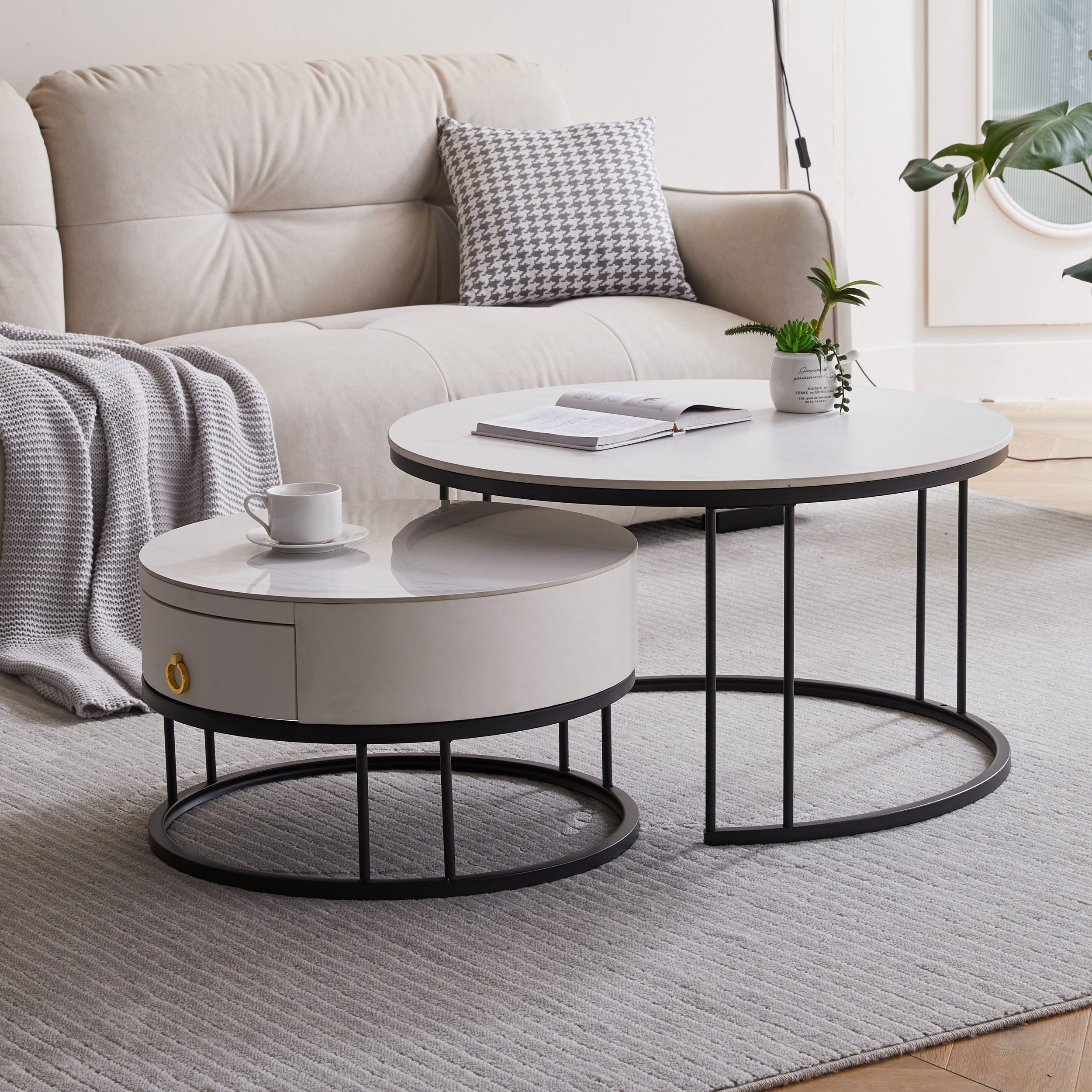 STILVORA Couchtisch Wohnzimmertisch Satztisch stapelbarer Beistelltisch günstig online kaufen