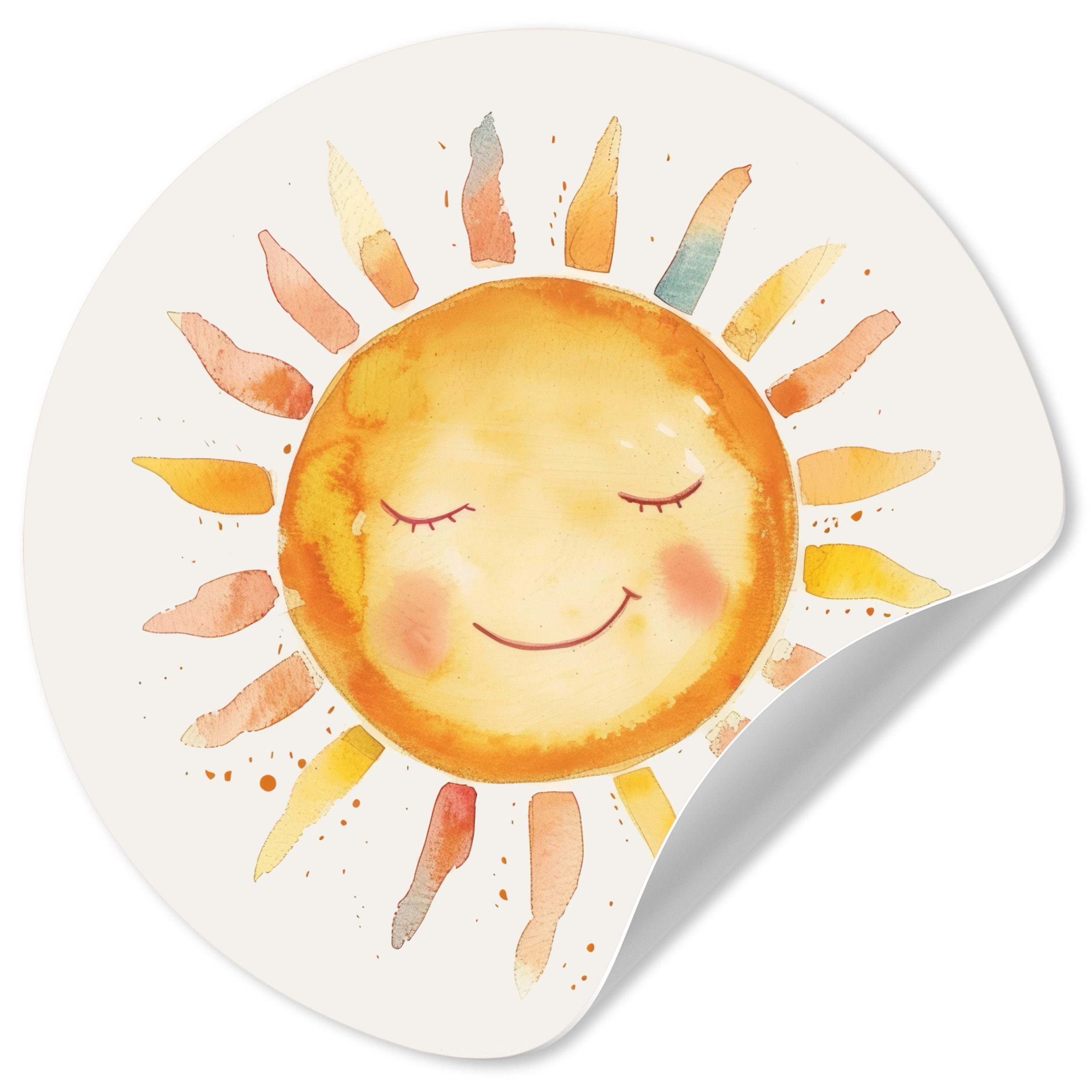 MuchoWow Wandsticker Sonne - Aquarell - Gelb (1 St), Wandtattoo Selbstklebend, Wohnzimmer Deko Aufkleber, 30x30 cm, Kinder