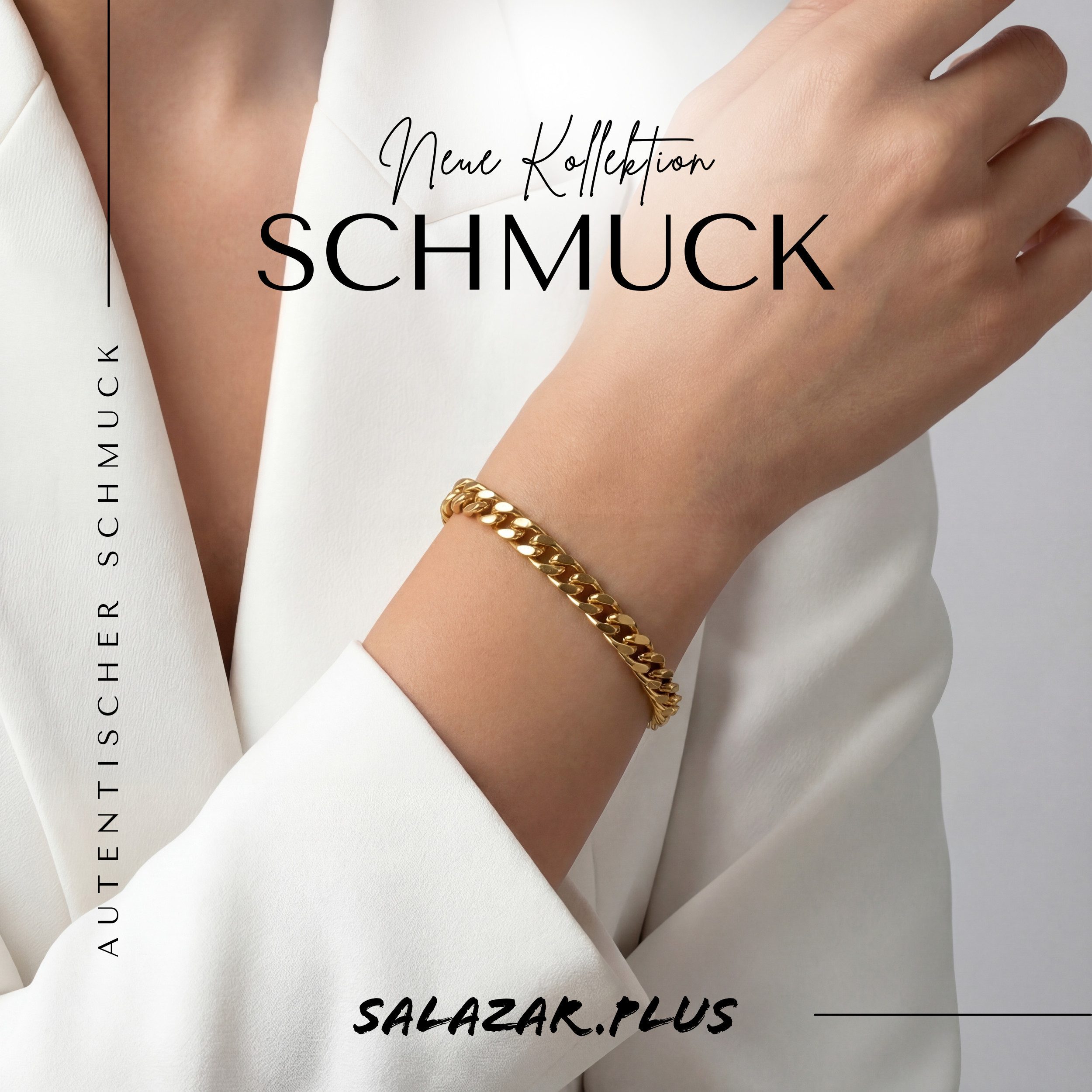 salazar.plus Gliederarmband Luxus Damen Herren Glieder Armband vergoldetes Edelstahl Cuban Design