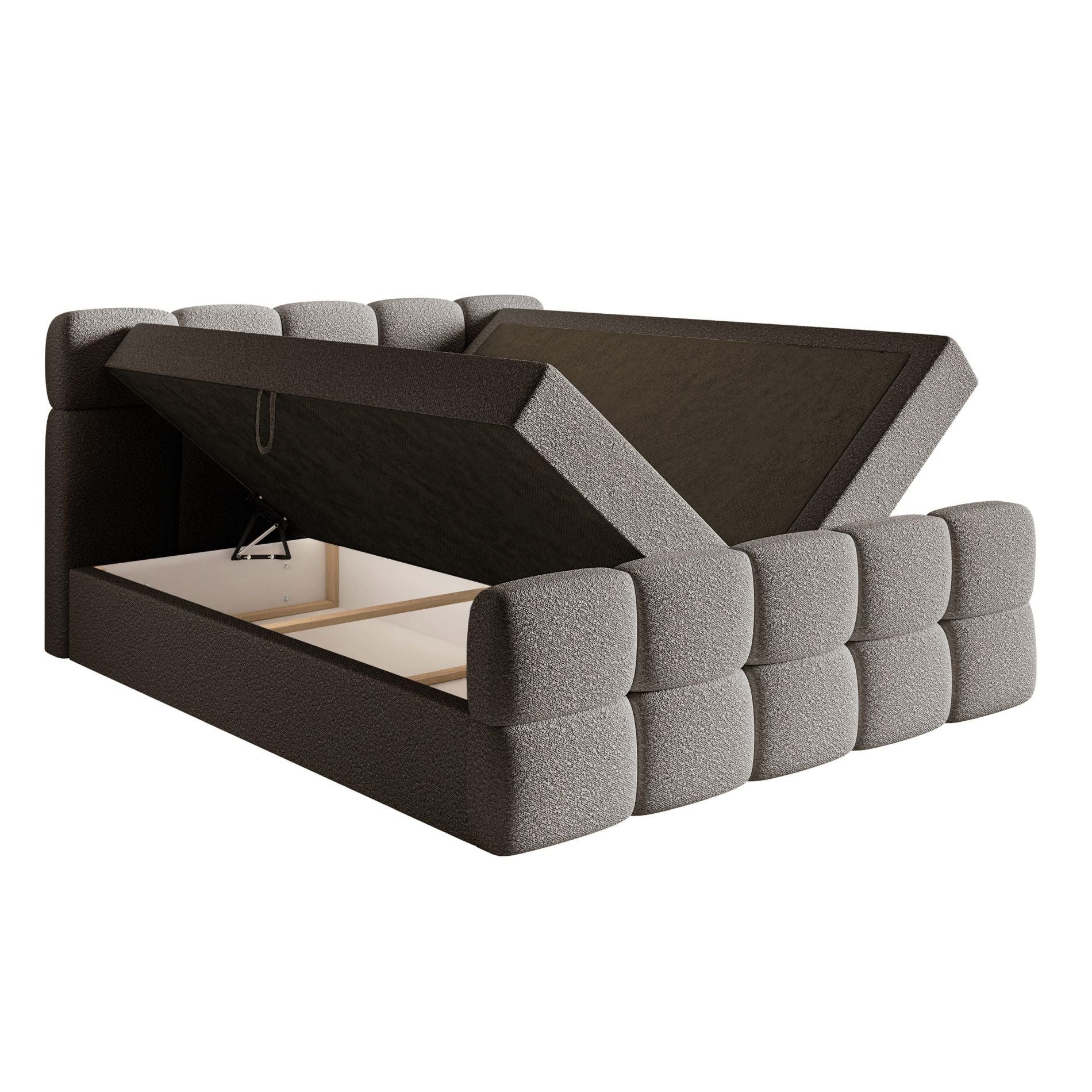 Selsey Boxbett CLOUDY, mit Matratze, Topper, Bettkasten und Bouclé-Bezug