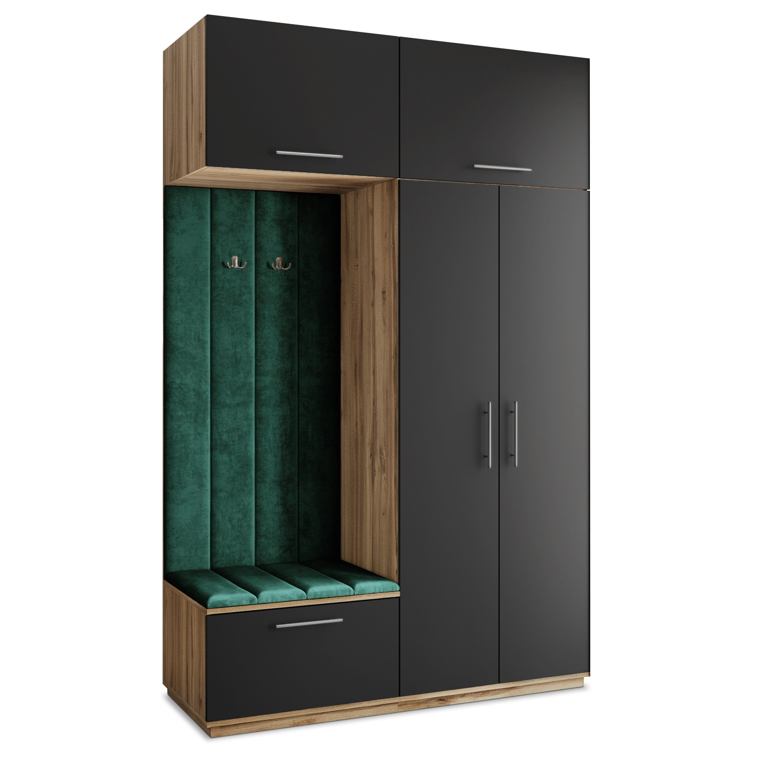 Masseno Garderobenschrank REMA 150 x 240 cm Garderoben-Set mit 2 Türen Eiche Wotan