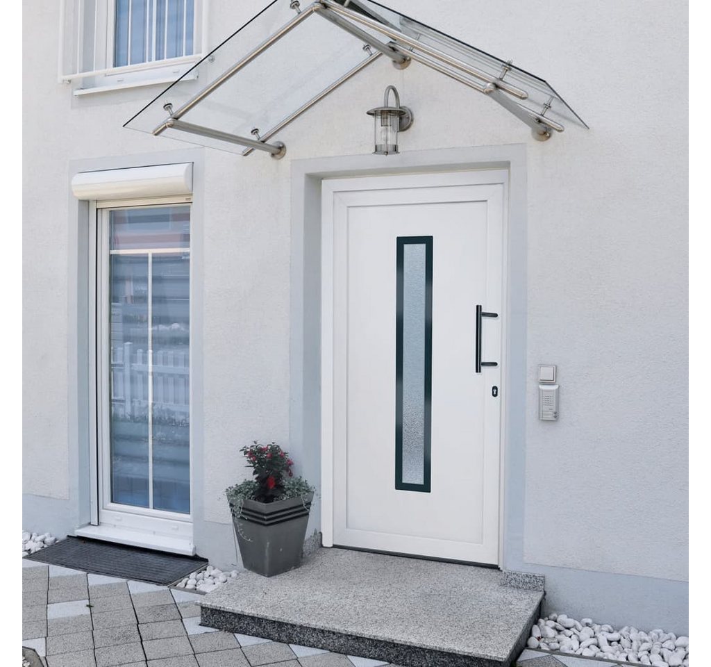 Thumbnail - vidaXL Haustür Haustür Weiß 98x208 cm PVC Haus Eingangstür Glas-Element Rechtshändig