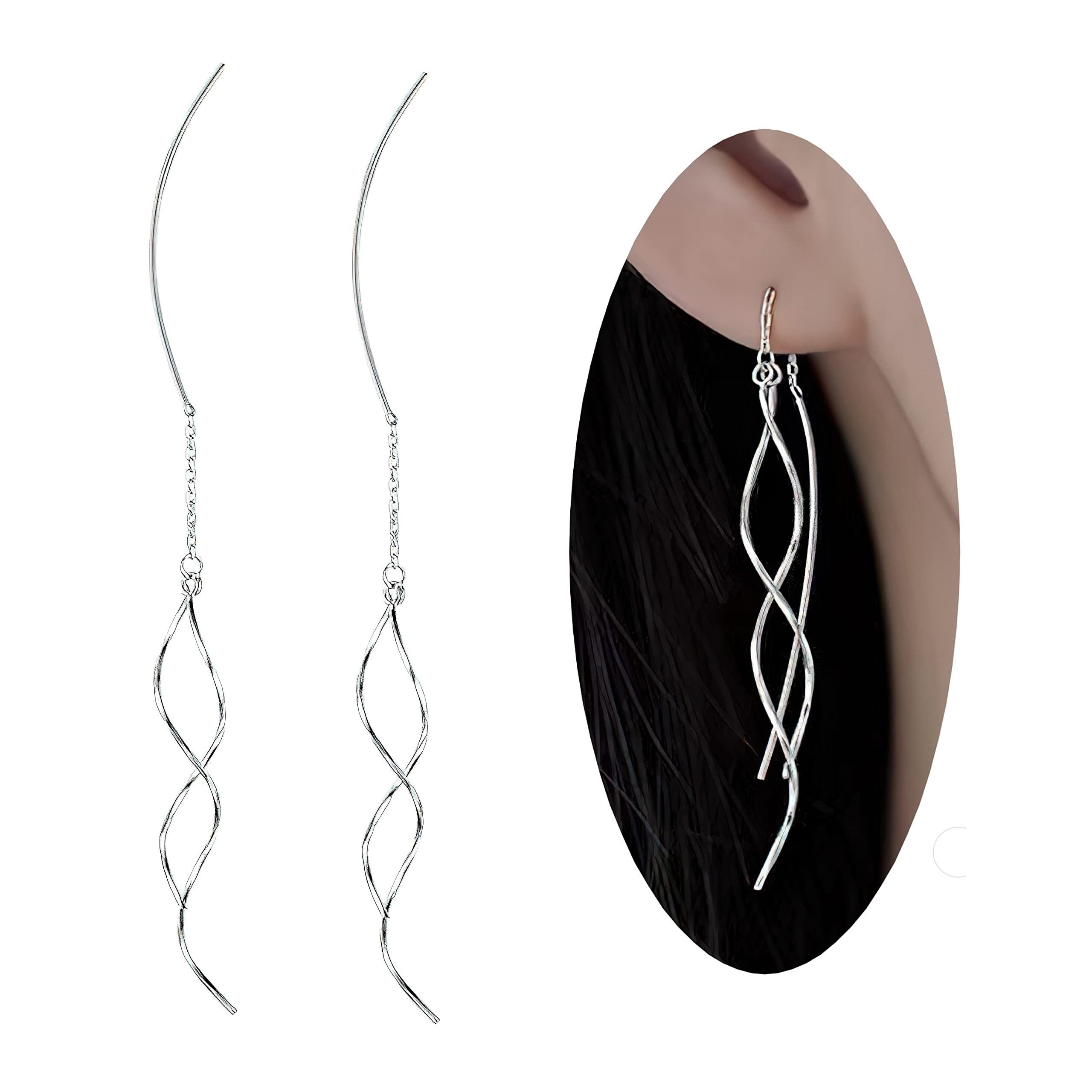 POCHUMIDUU Paar Ohrhänger S925 Sterling Silber Damen lange baumeln Ohrringe, Silberschmuck für Frauen aus 925er Sterlingsilber