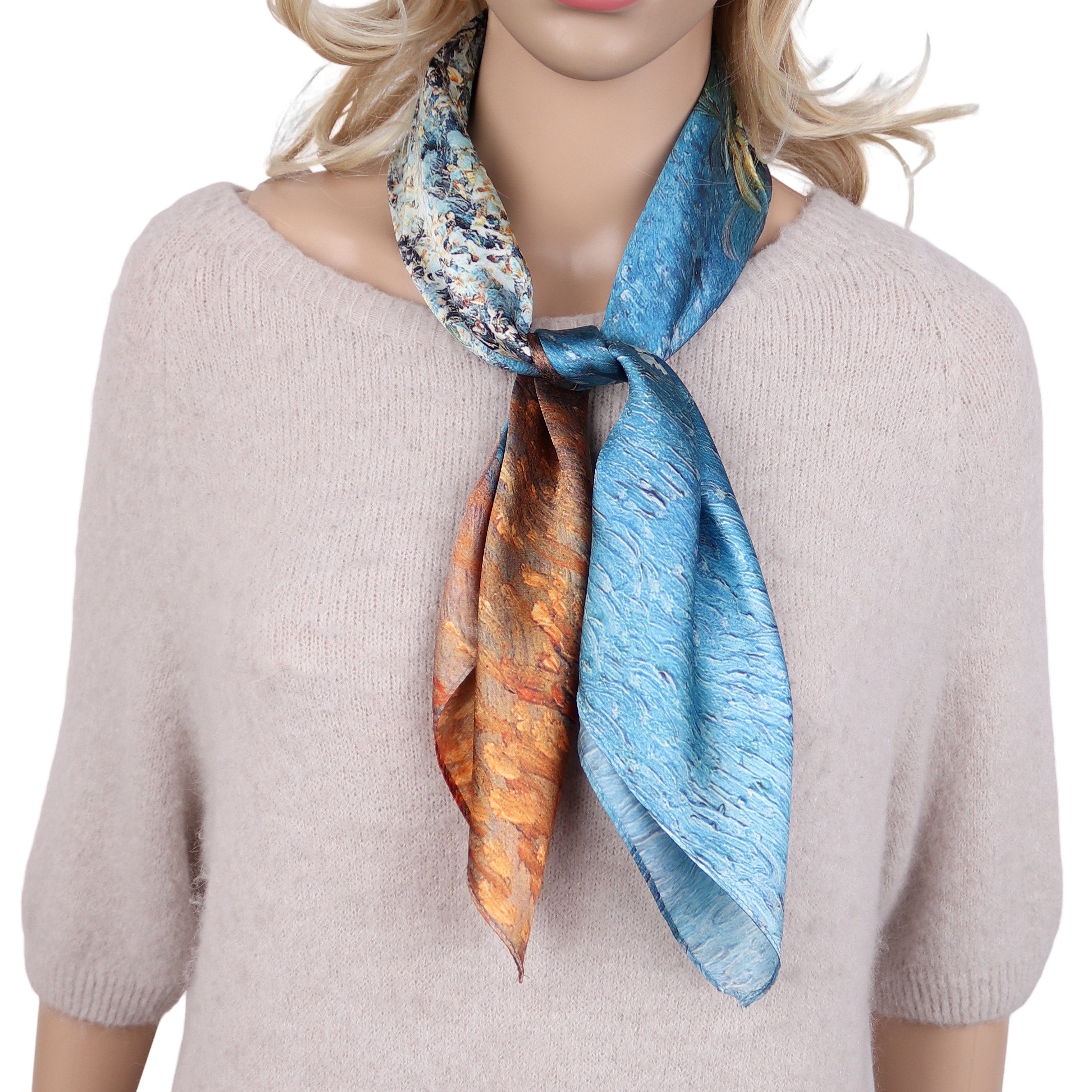 MIRROSI Nickituch Vierecktuch ca. 70x70 cm aus 100% Viskose, Damen Halstuch deal für Frühling,Sommer, Herbst