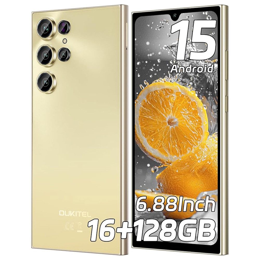 OUKITEL C61 16GB RAM+128GB ROM/TF 1TB, Android 15 Smartphone (17,47 cm/6.88 Zoll, 128 GB Speicherplatz, 13 MP Kamera, 13MP+5MP, Dual SIM 4G, Simlockfreie Сотовые телефоны, OTG, GPS)