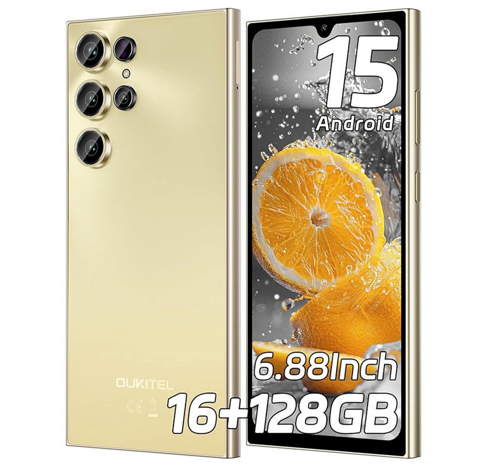 OUKITEL C61 16GB RAM+128GB ROM/TF 1TB, Android 15 Smartphone (17,47 cm/6.88 Zoll, 128 GB Speicherplatz, 13 MP Kamera, 13MP+5MP, Dual SIM 4G, Simlockfreie Handys, OTG, GPS)