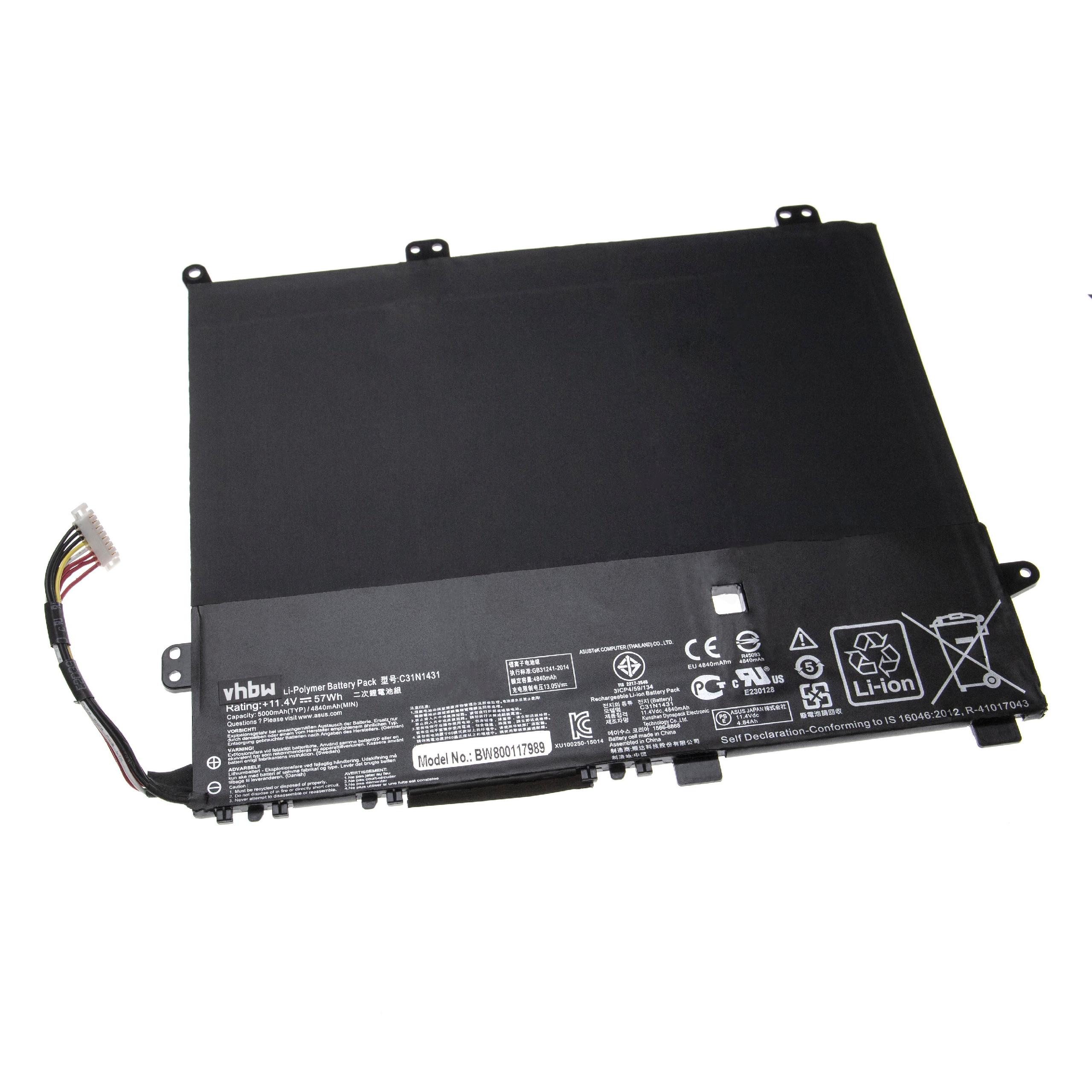 Laptop-Akku 4800 mAh vhbw VivoBook E403NA-GA016T, E403NA-GA021TS, für passend Asus