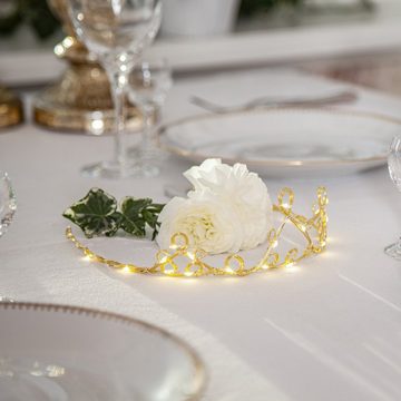 MARELIDA LED Dekoobjekt LED Krone Diadem Haarreif Tischdeko Geburtstagskrone Prinzessin gold, LED Classic, warmweiß (2100K bis 3000K)