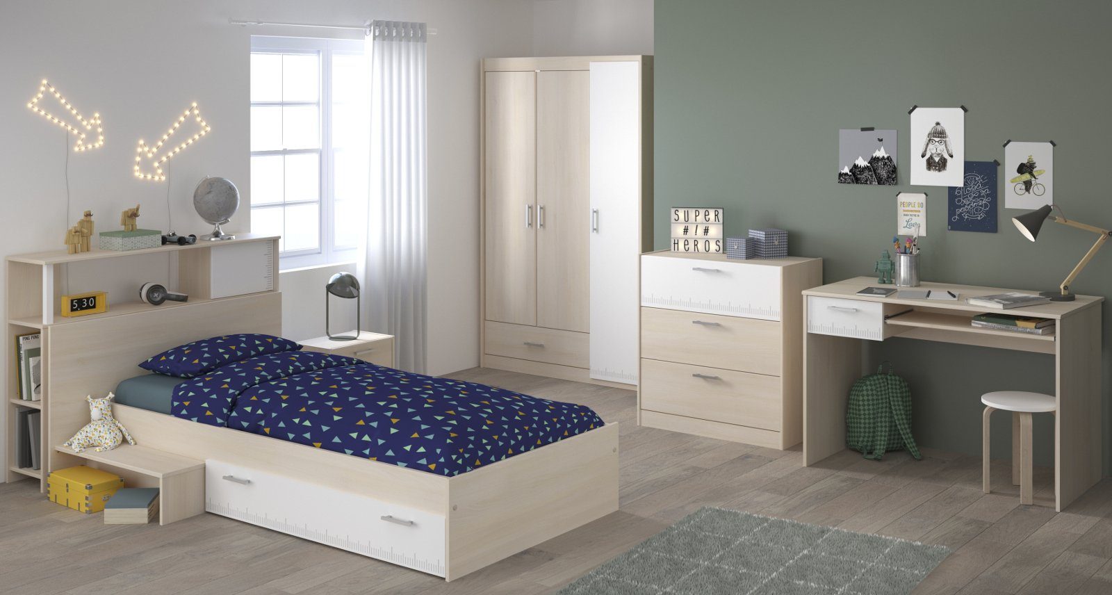 Parisot Jugendzimmer-Set Charly, (Kinderzimmer Komplett-Set, 6-tlg., günstig online kaufen