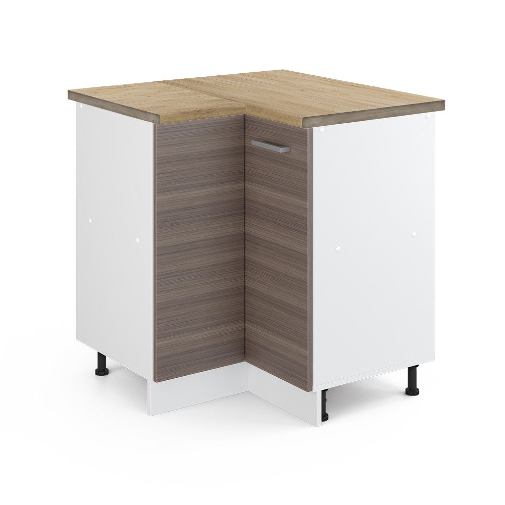 Vicco Eckunterschrank R-Line, Grau/Weiß, 75.6 cm, günstig online kaufen